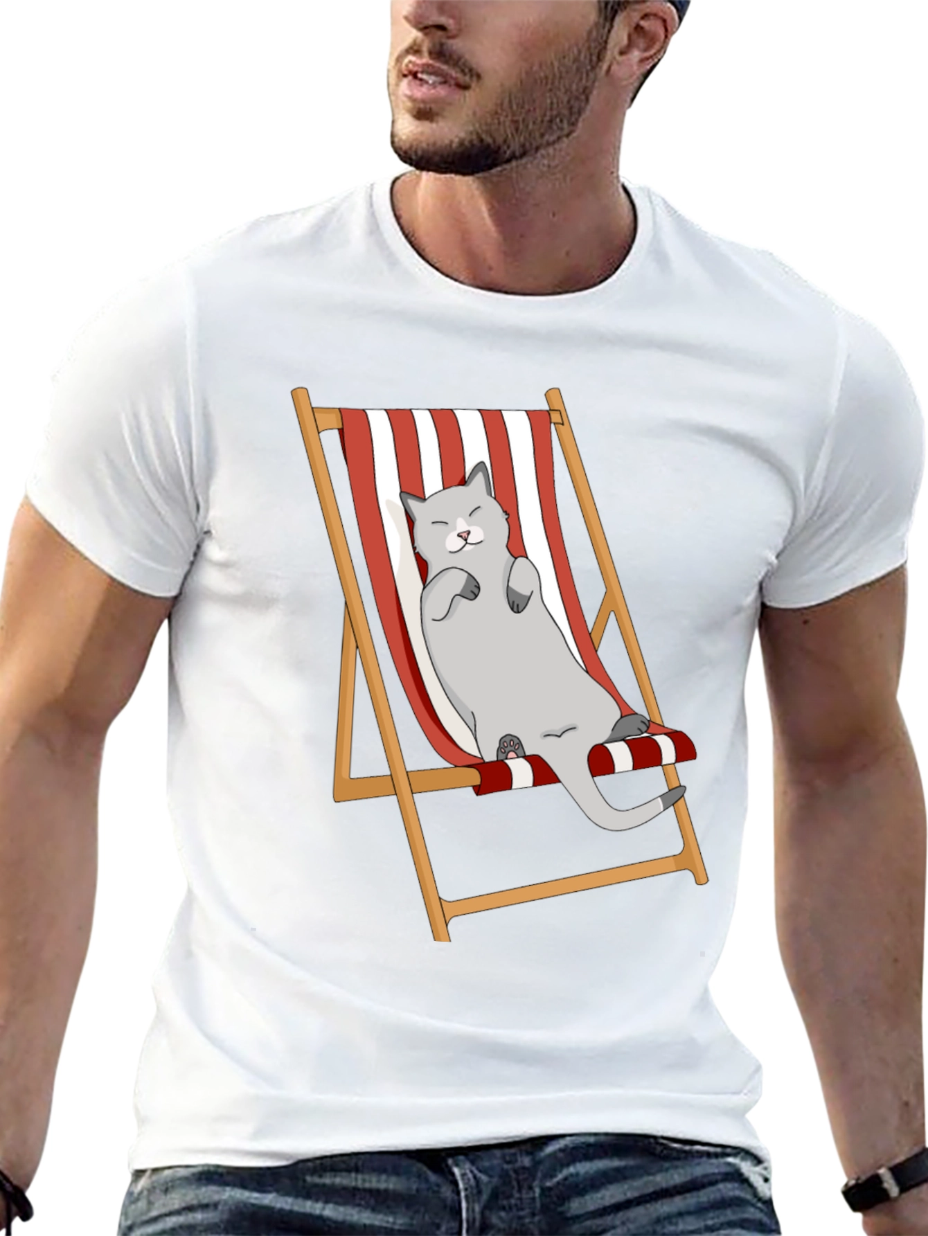 Relaxed Cat Deckchair Graphic Tee