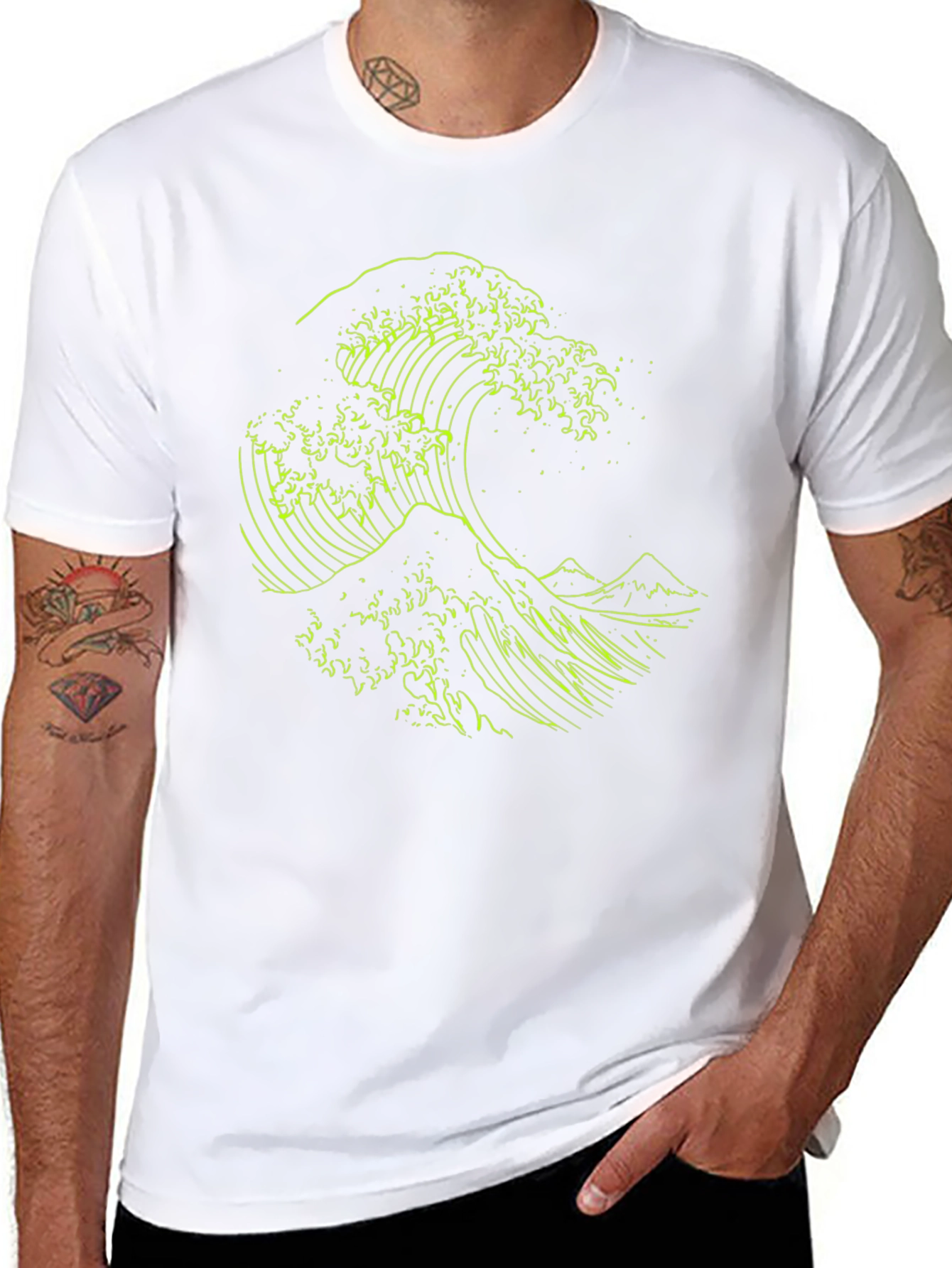 Wave Design Black T-Shirt
