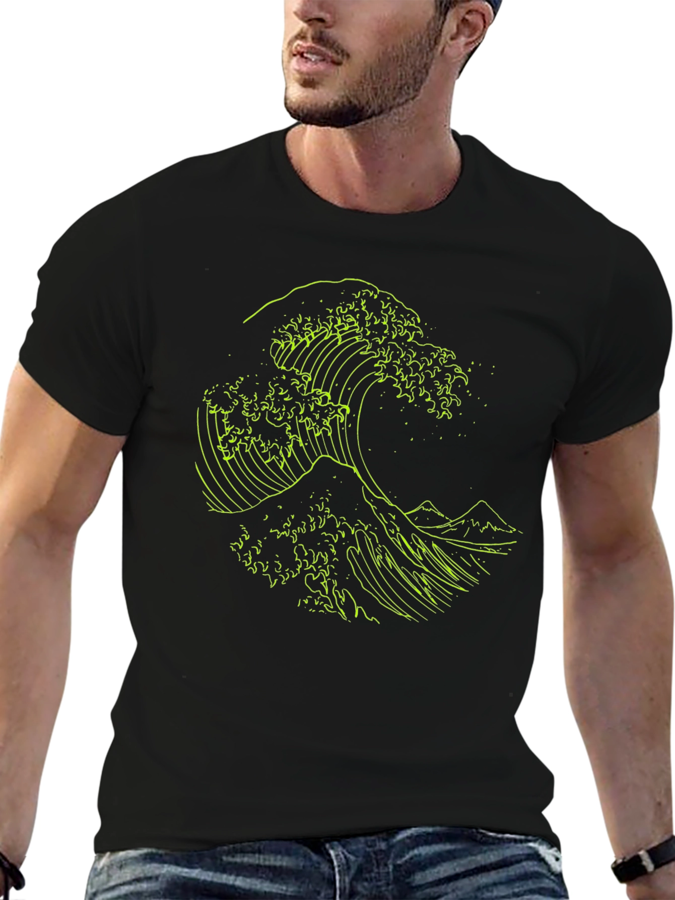 Wave Design Black T-Shirt