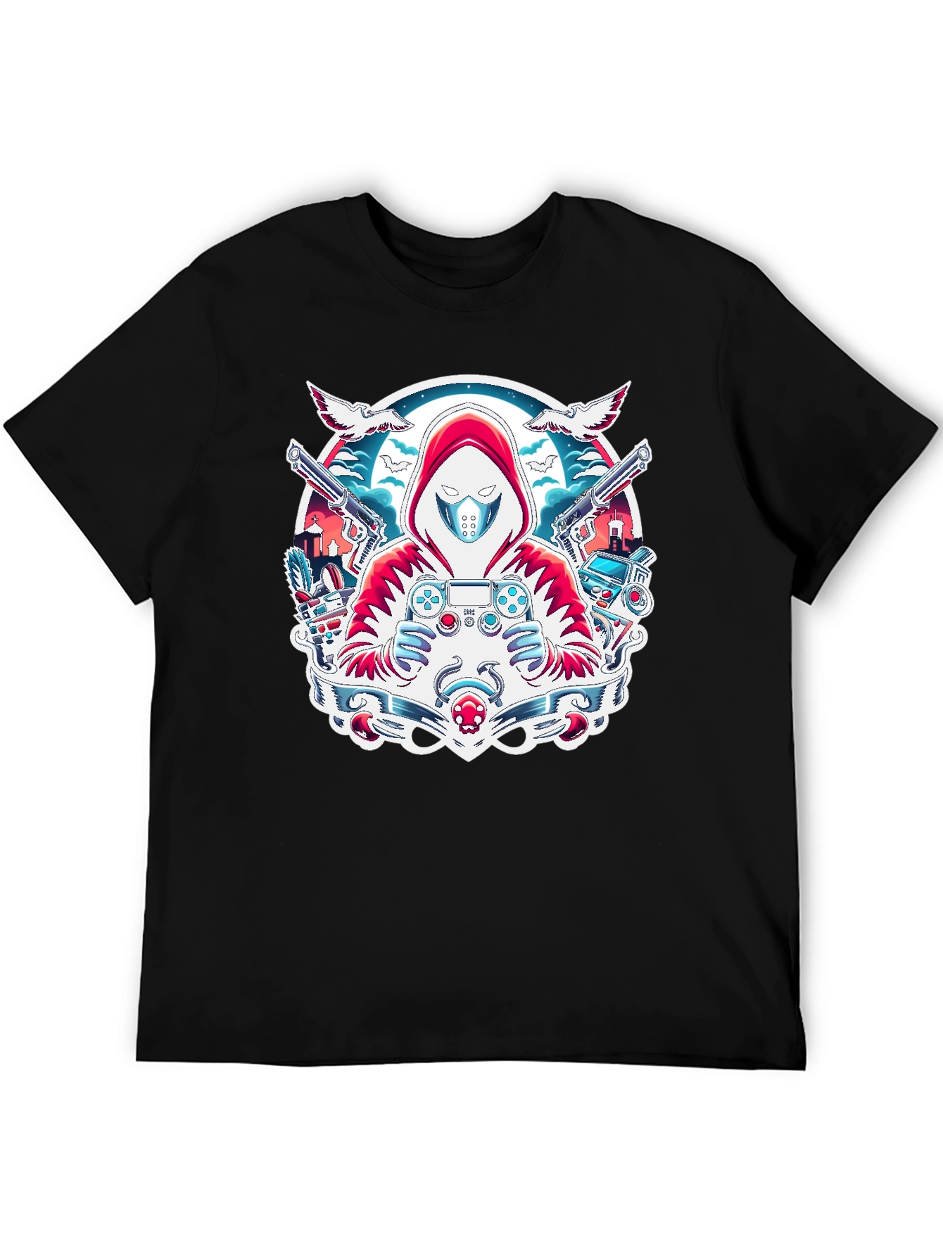 Gamer Graphic T-Shirt - Red Hoodie Design
