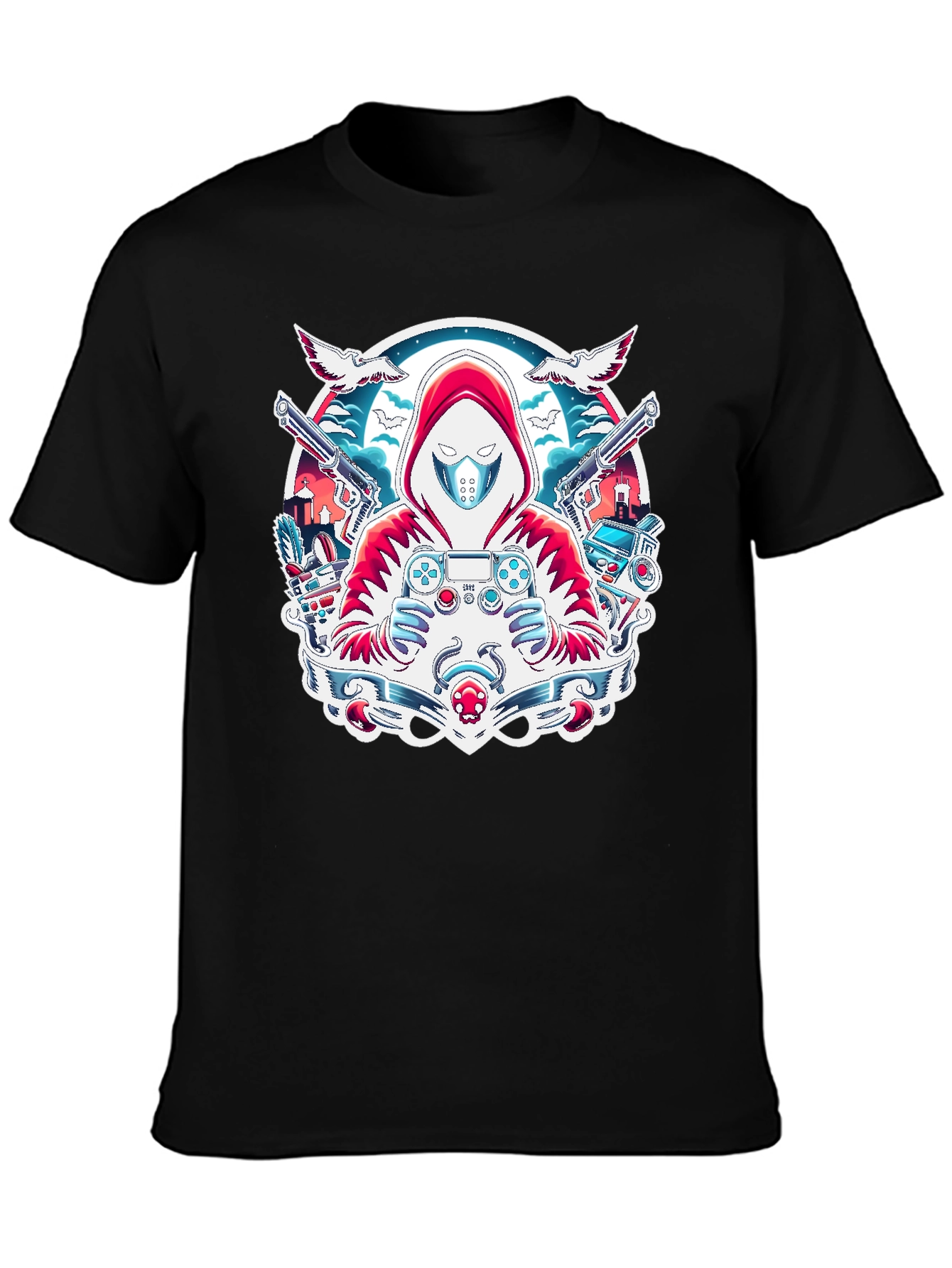 Gamer Graphic T-Shirt - Red Hoodie Design