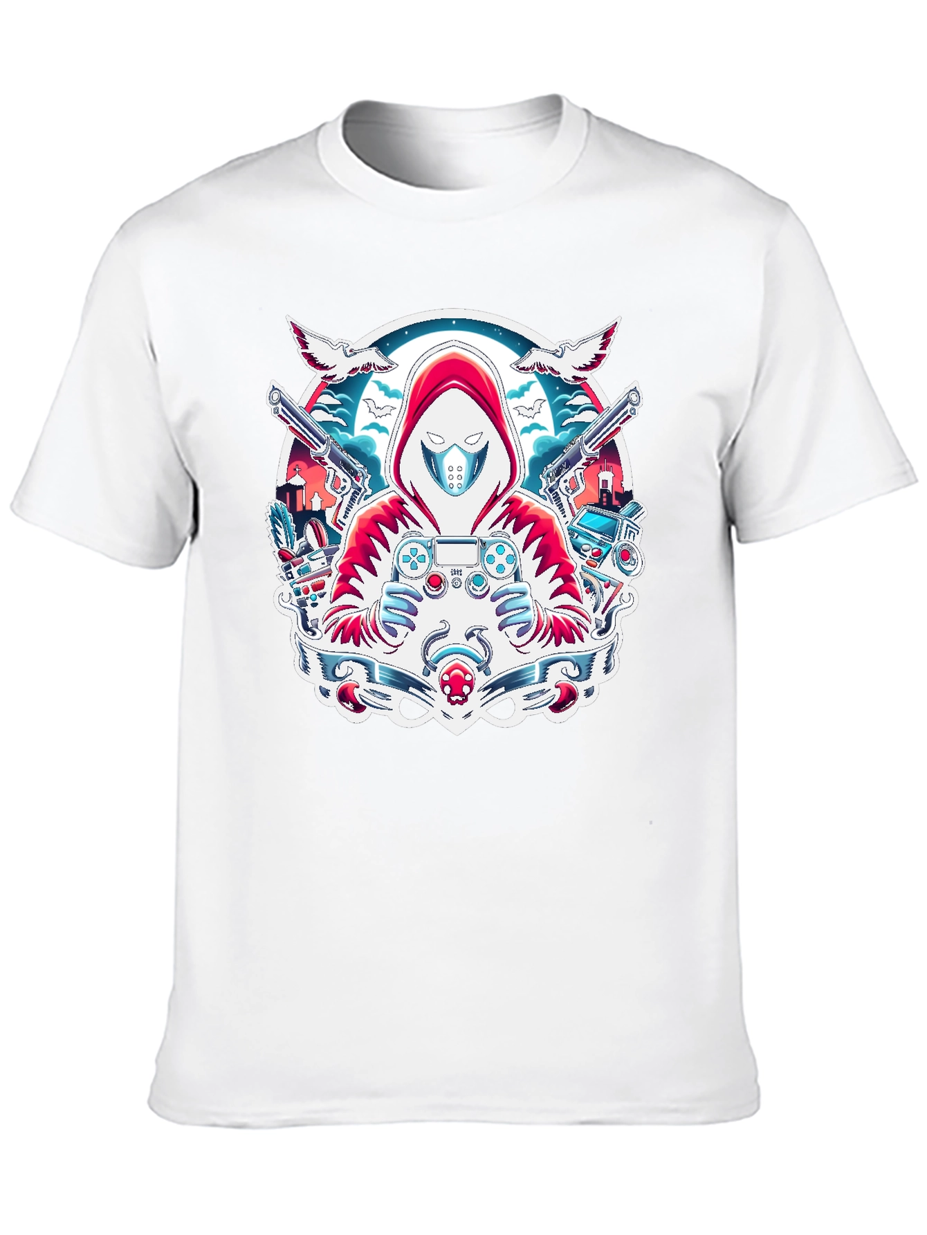 Gamer Graphic T-Shirt - Red Hoodie Design