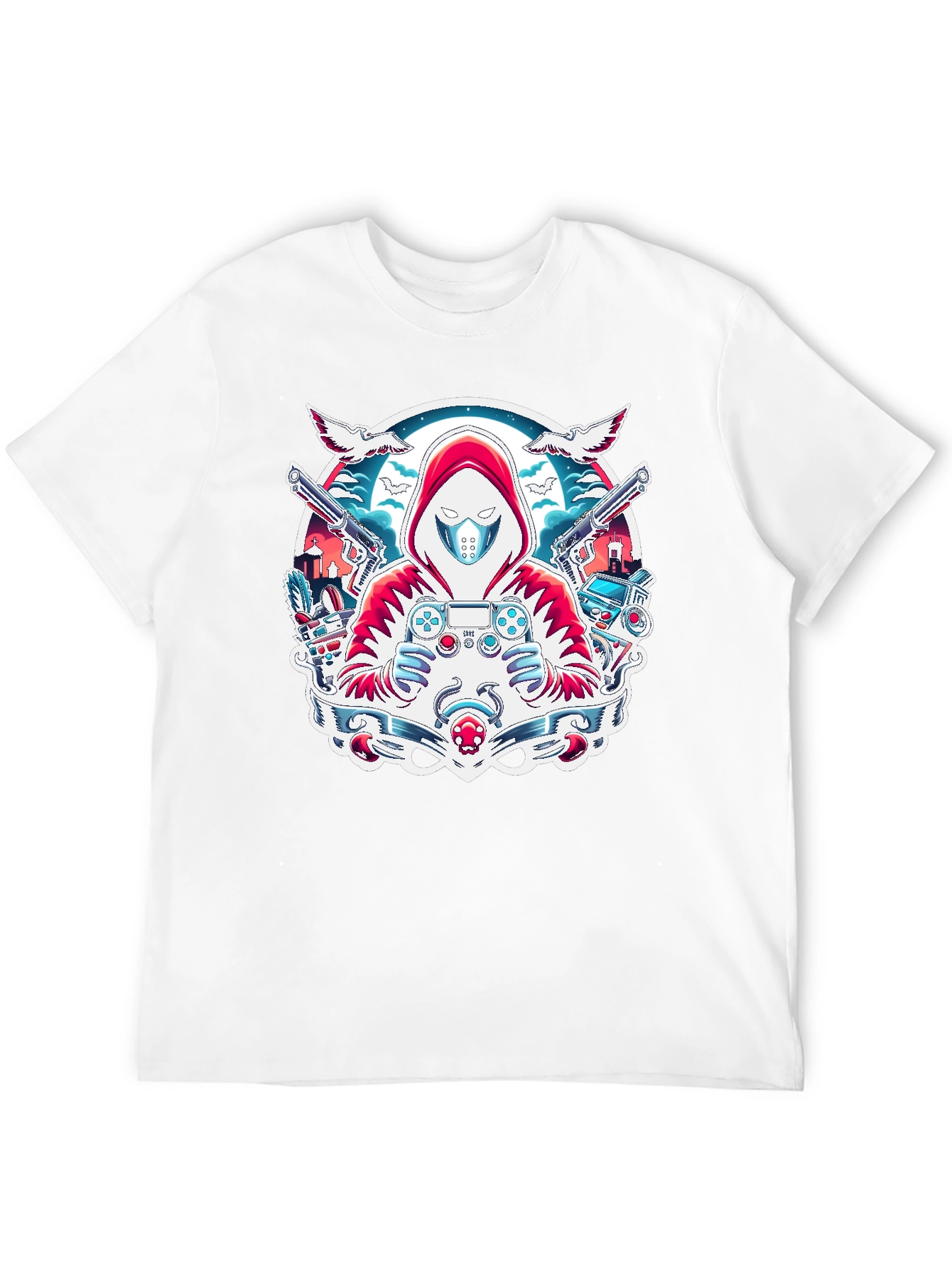 Gamer Graphic T-Shirt - Red Hoodie Design