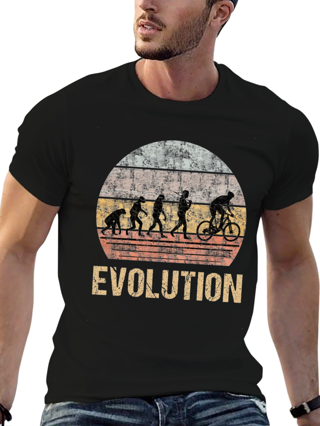 Evolution Biking T-Shirt - Distressed Graphic Tee