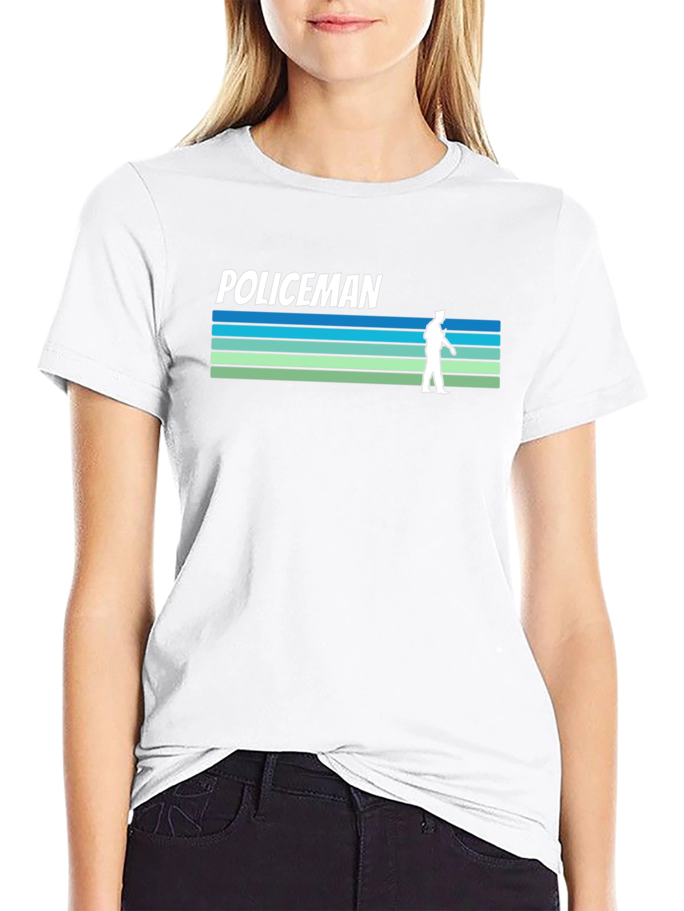 Retro Policeman T-Shirt - Striped Design