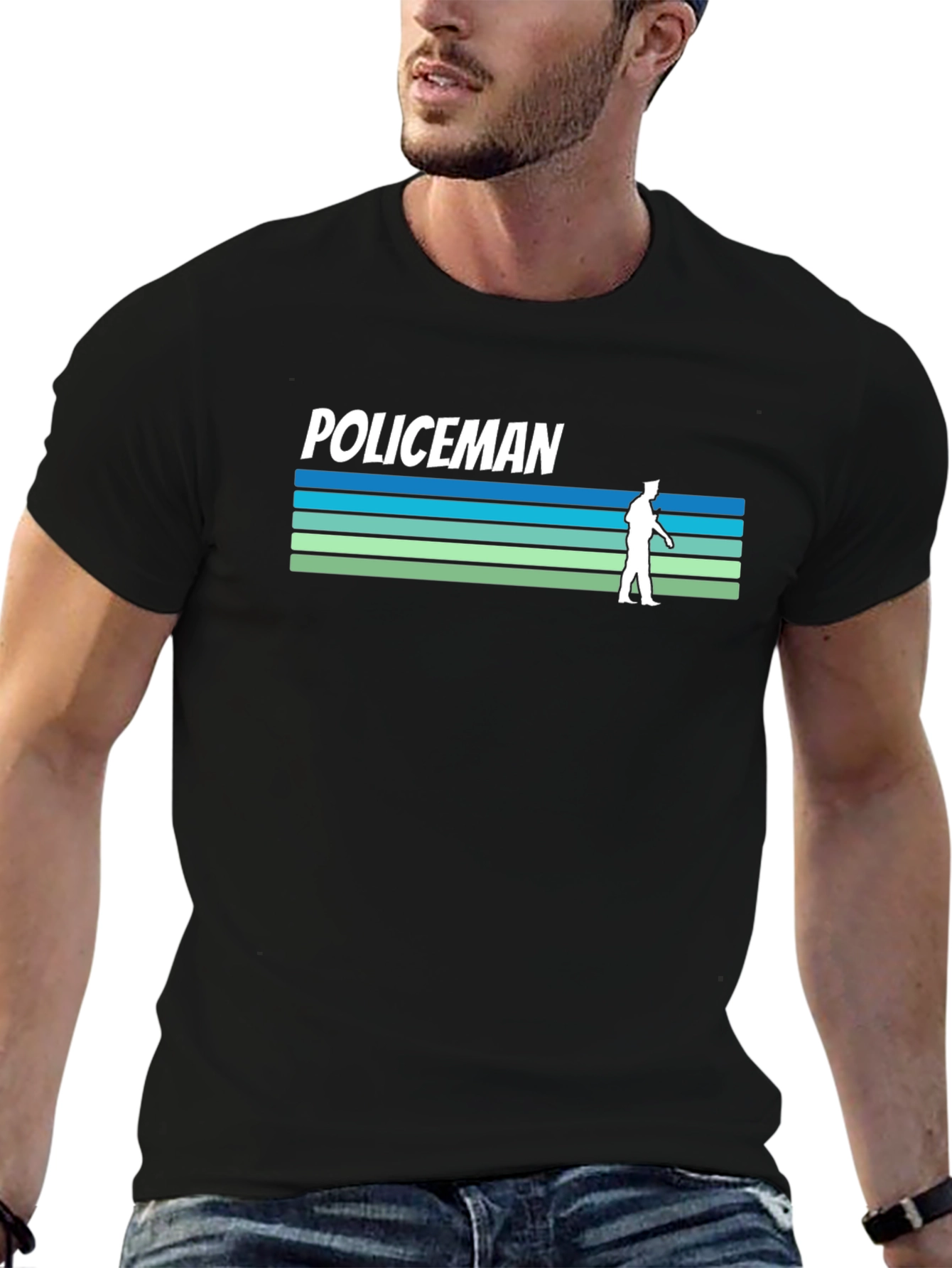 Retro Policeman T-Shirt - Striped Design