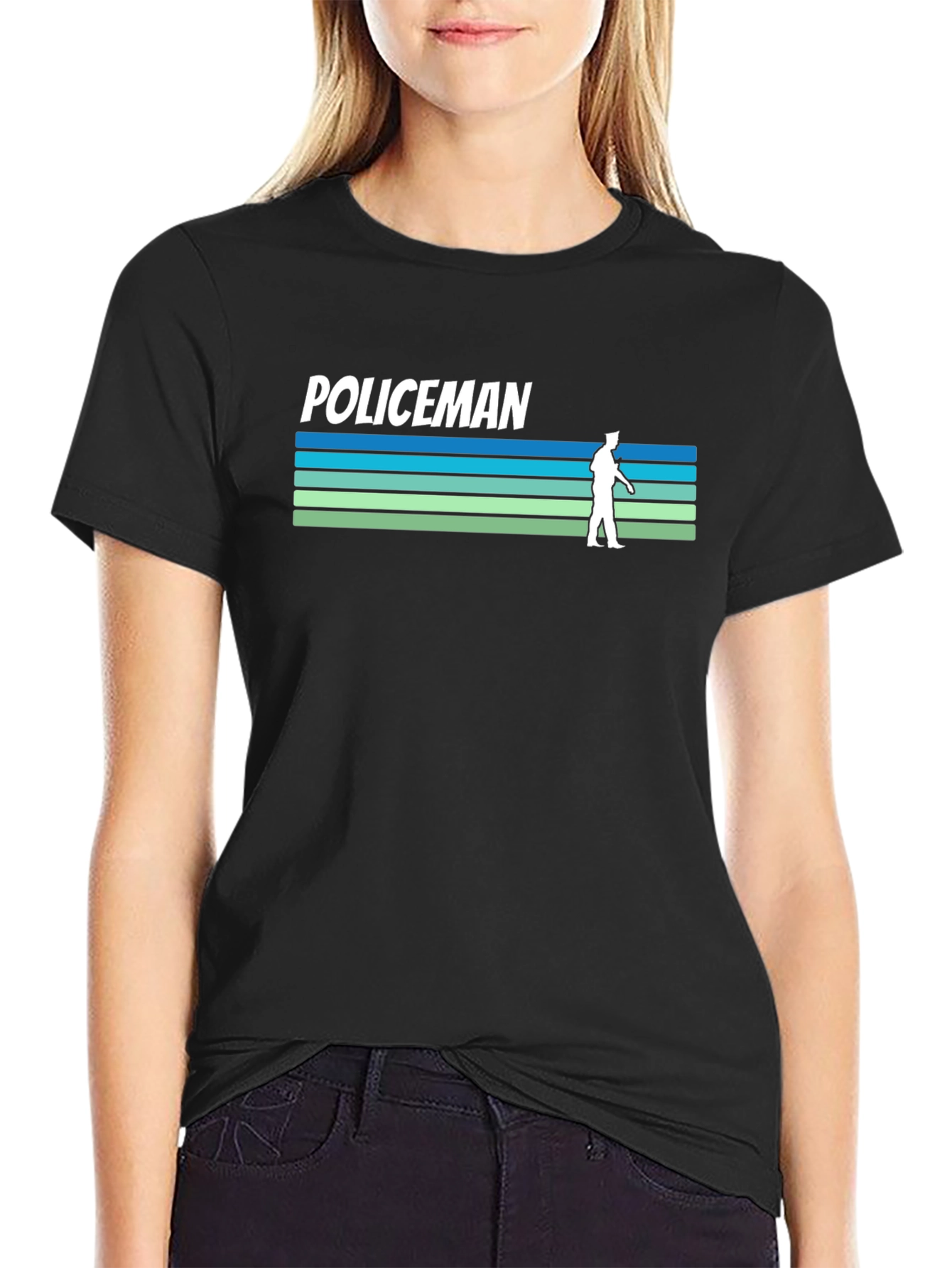 Retro Policeman T-Shirt - Striped Design