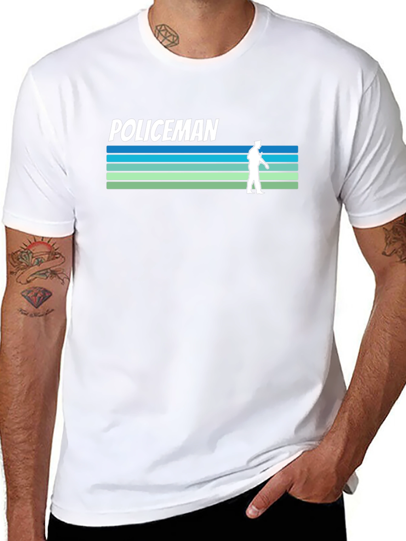 Retro Policeman T-Shirt - Striped Design
