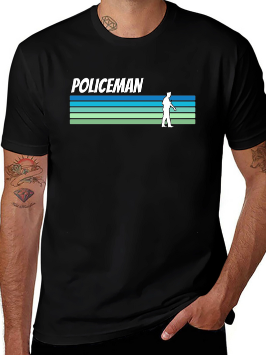 Retro Policeman T-Shirt - Striped Design