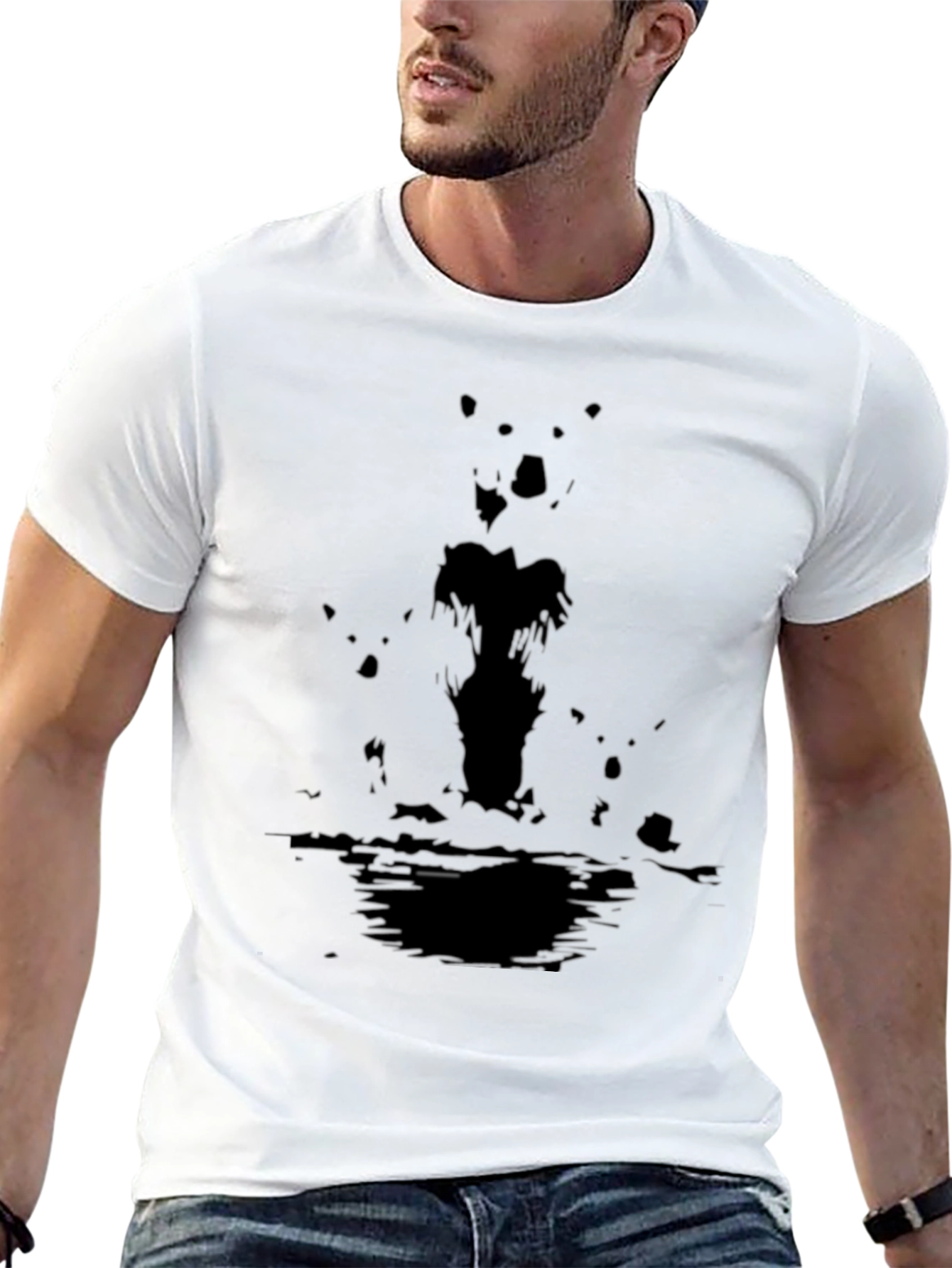 Abstract Black Ink Blot Graphic Tee