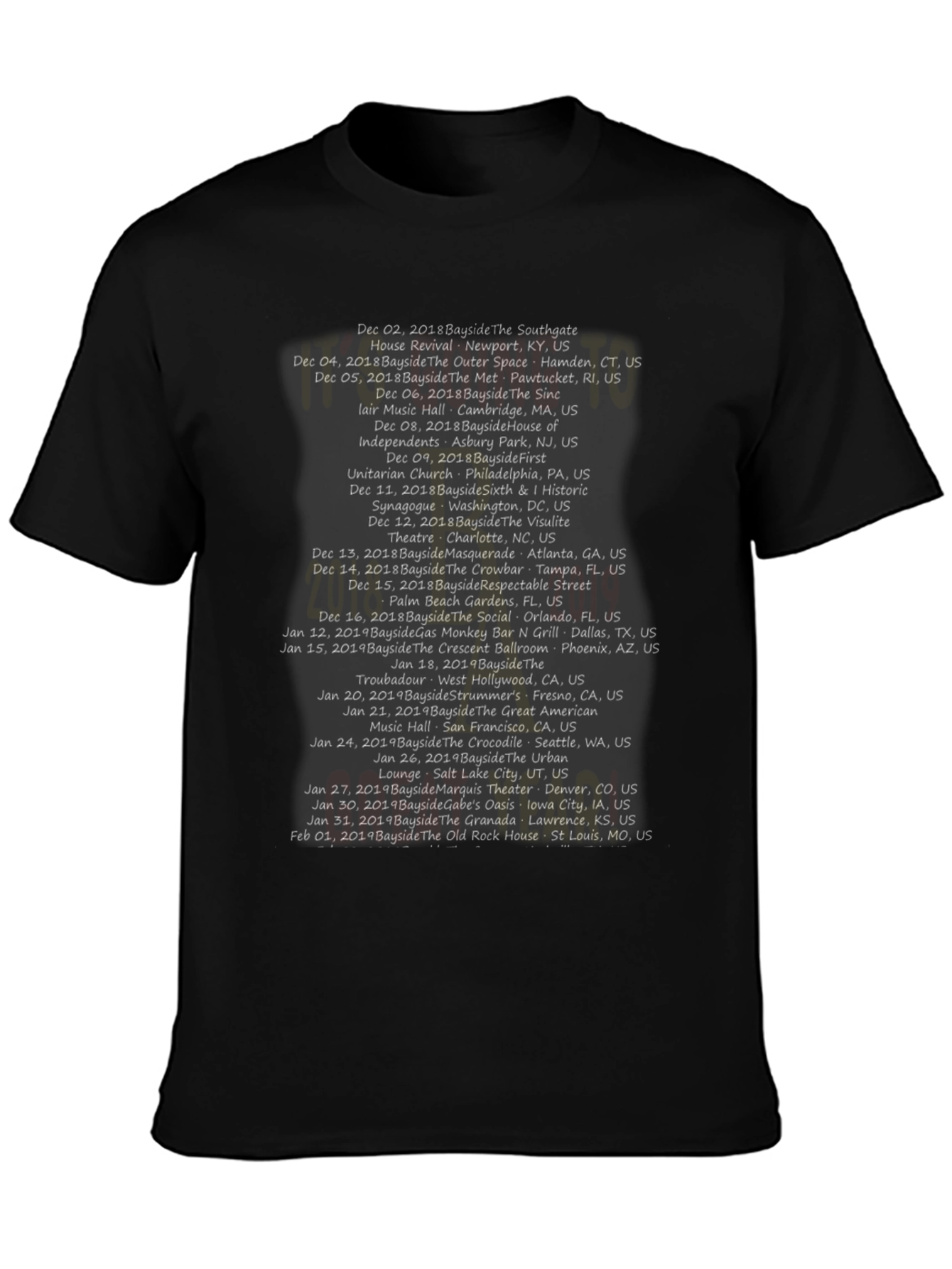 Bayside Concert Tour T-Shirt - 2018/2019 Tour Dates