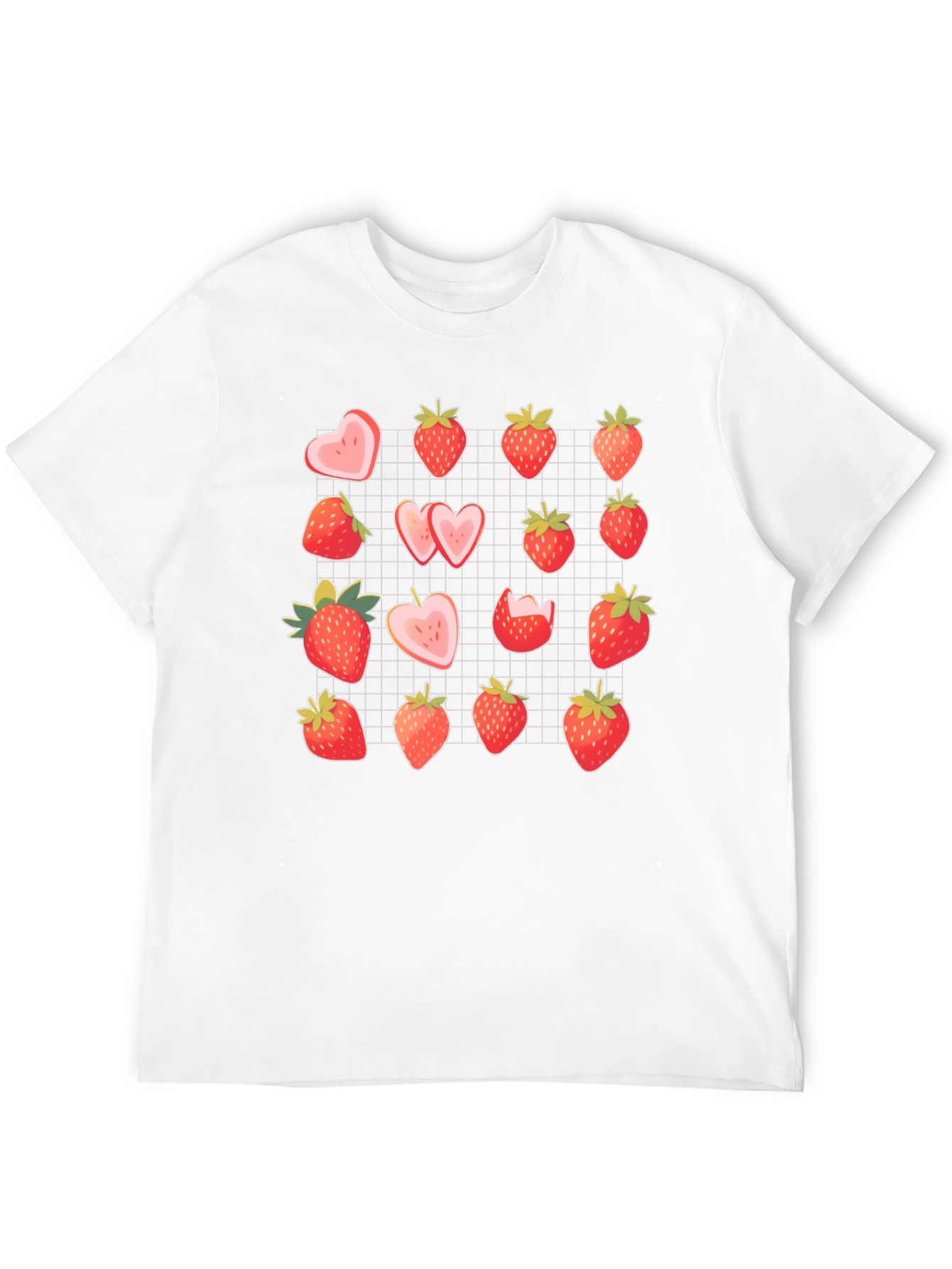 Strawberry Pattern Black T-Shirt