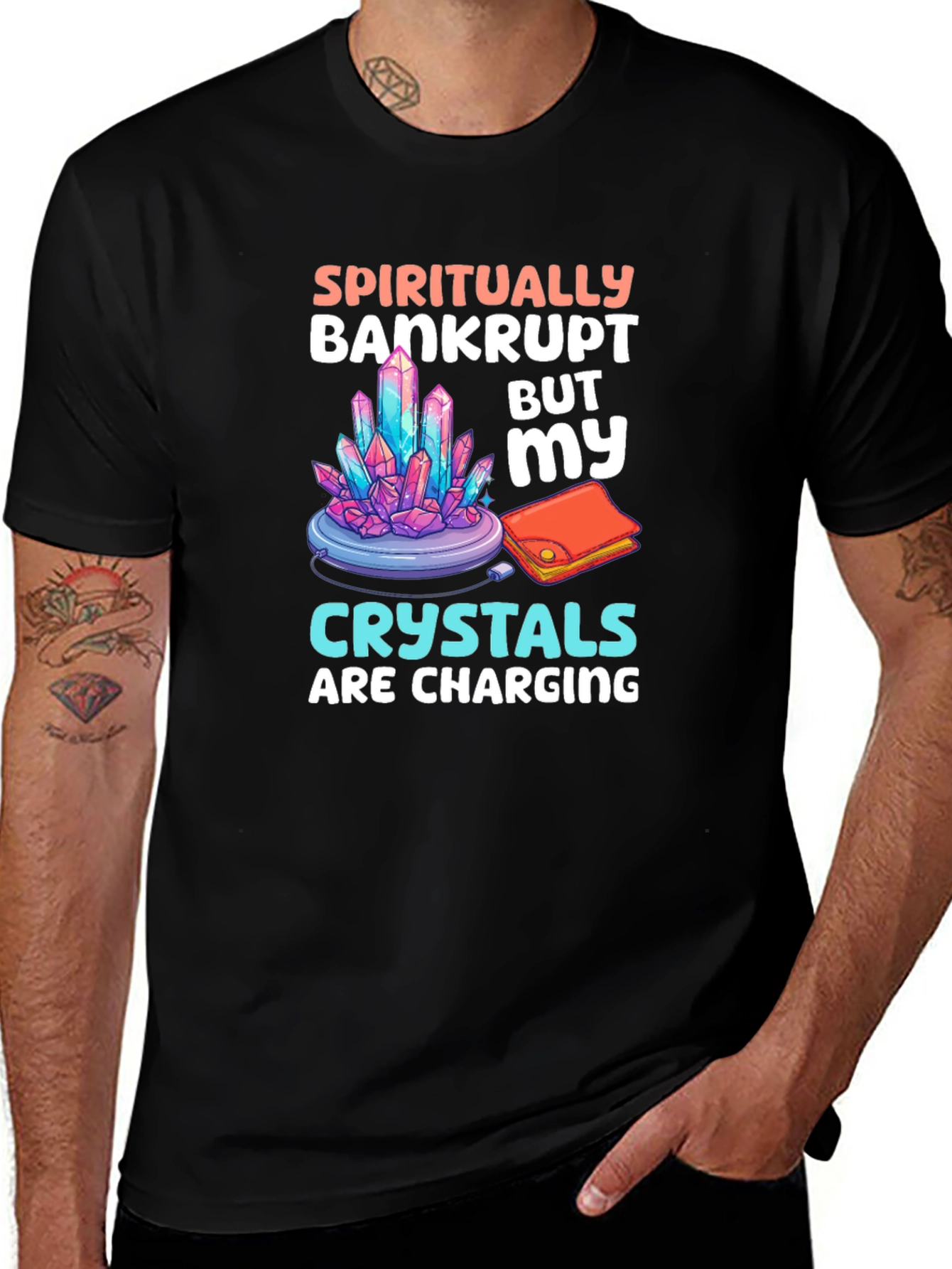 Spiritually Bankrupt Crystals Charging T-Shirt