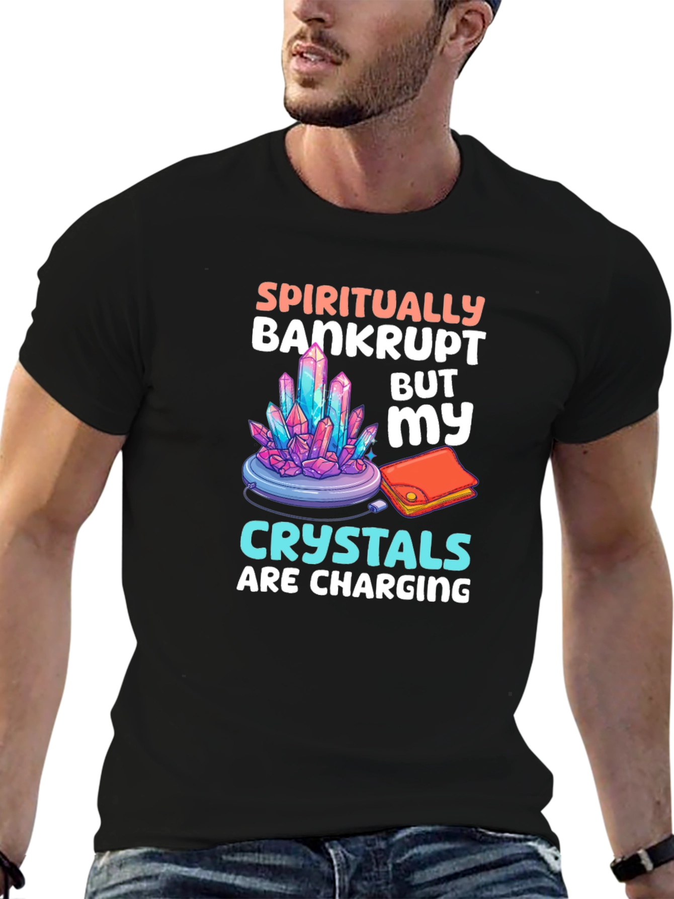 Spiritually Bankrupt Crystals Charging T-Shirt