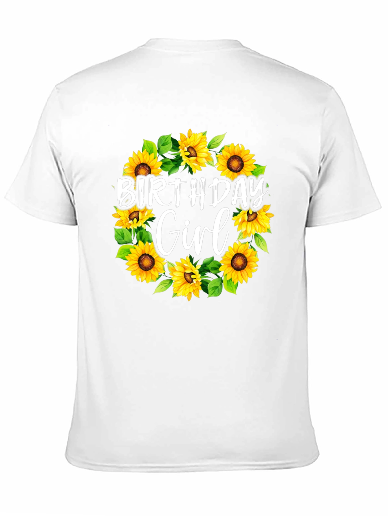 Birthday Girl Sunflower Wreath Black T-Shirt