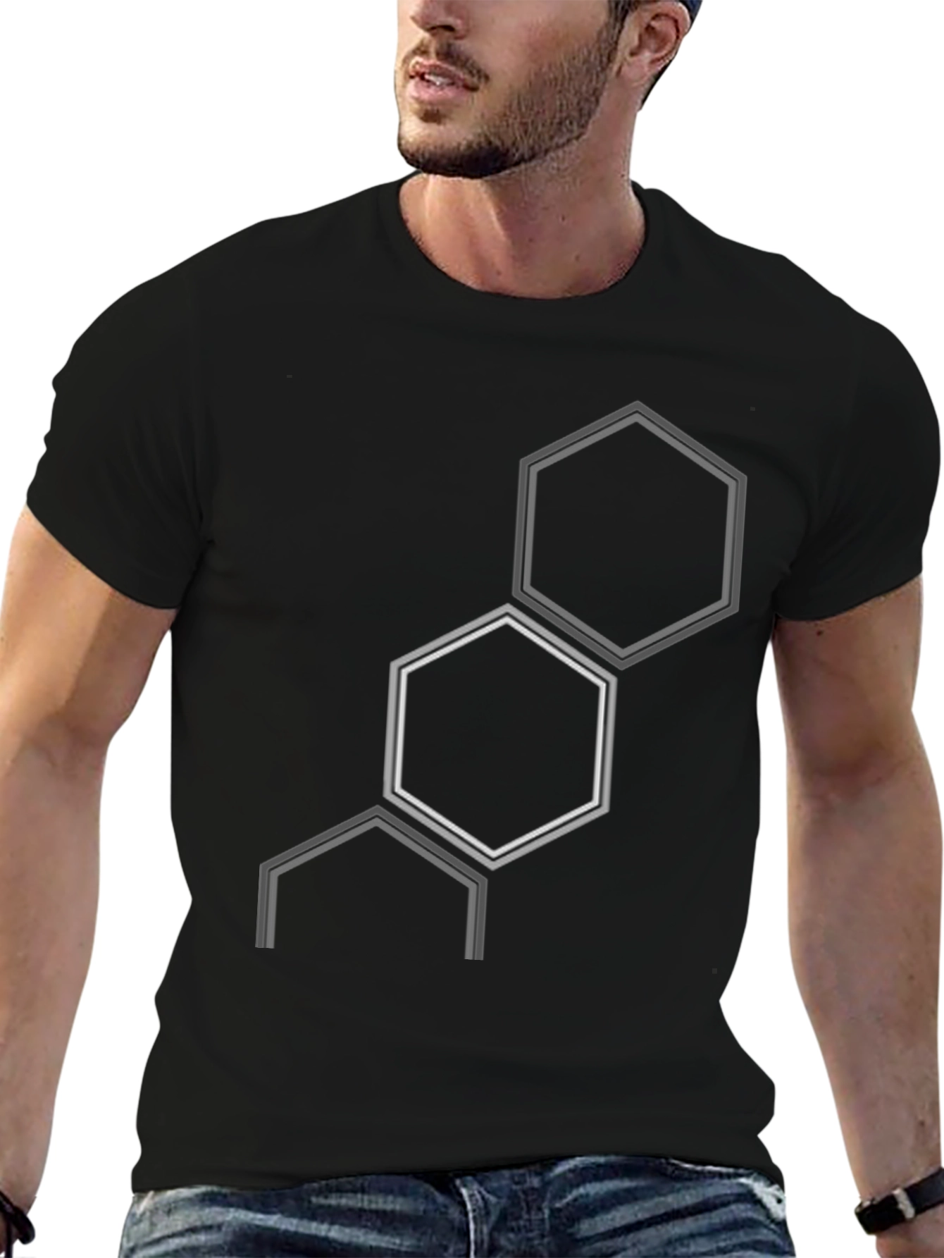 Geometric Hexagon Graphic T-Shirt - Modern Style