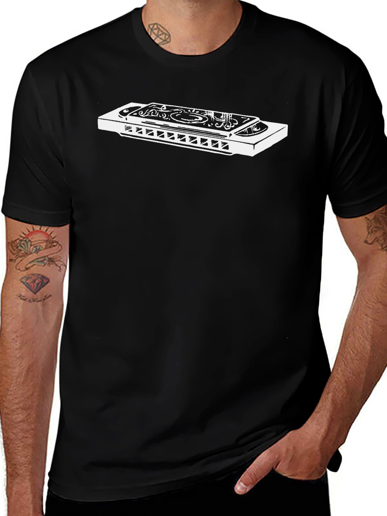 Harmonica Graphic Tee - Music Lovers T-Shirt