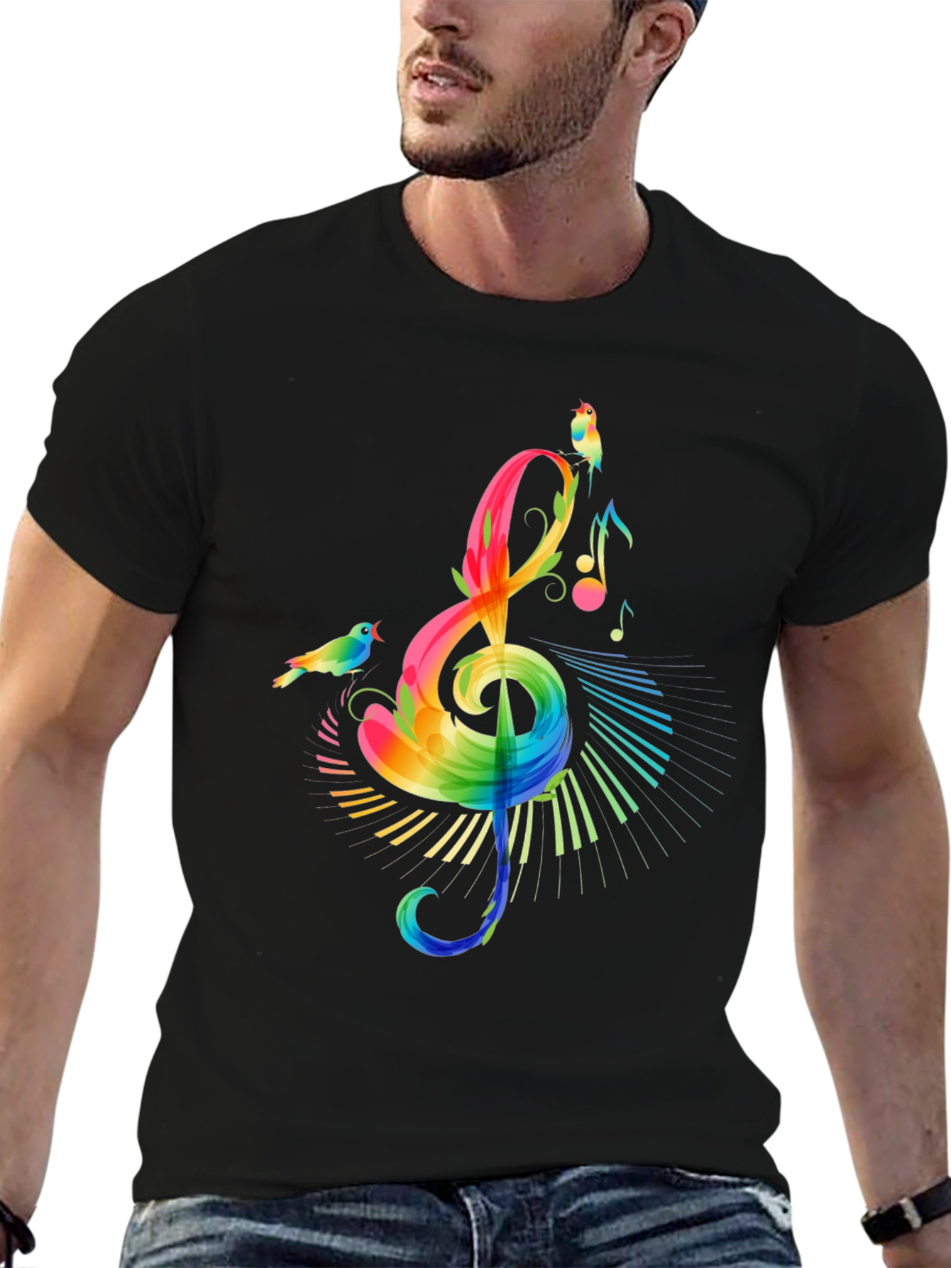 Rainbow Treble Clef Music T-Shirt