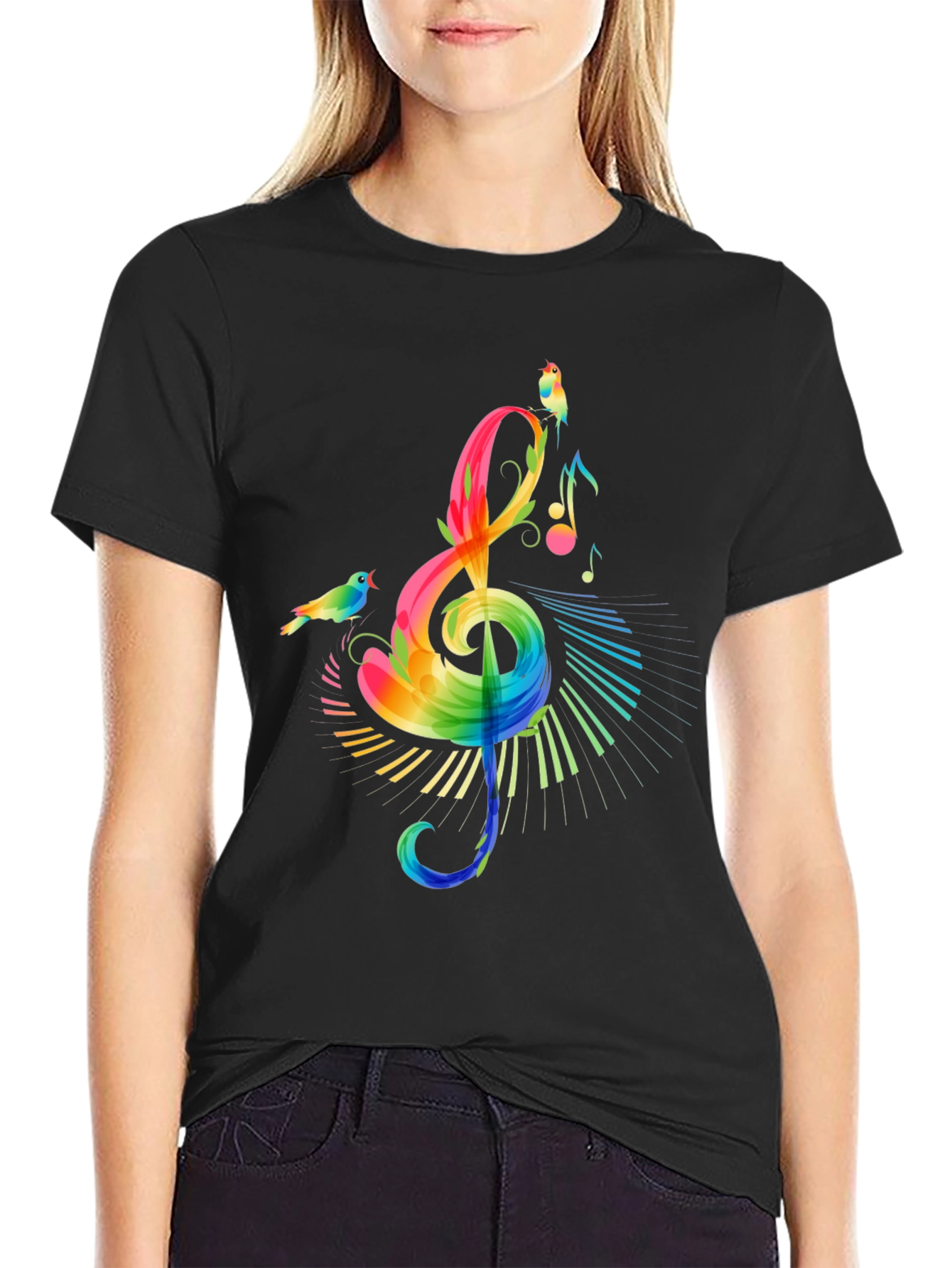 Rainbow Treble Clef Music T-Shirt