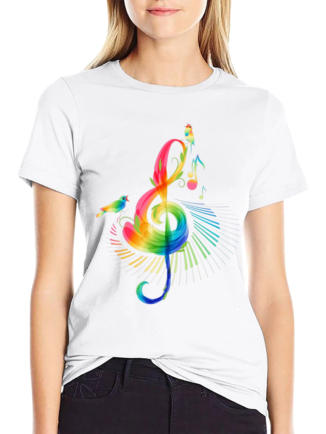 Rainbow Treble Clef Music T-Shirt