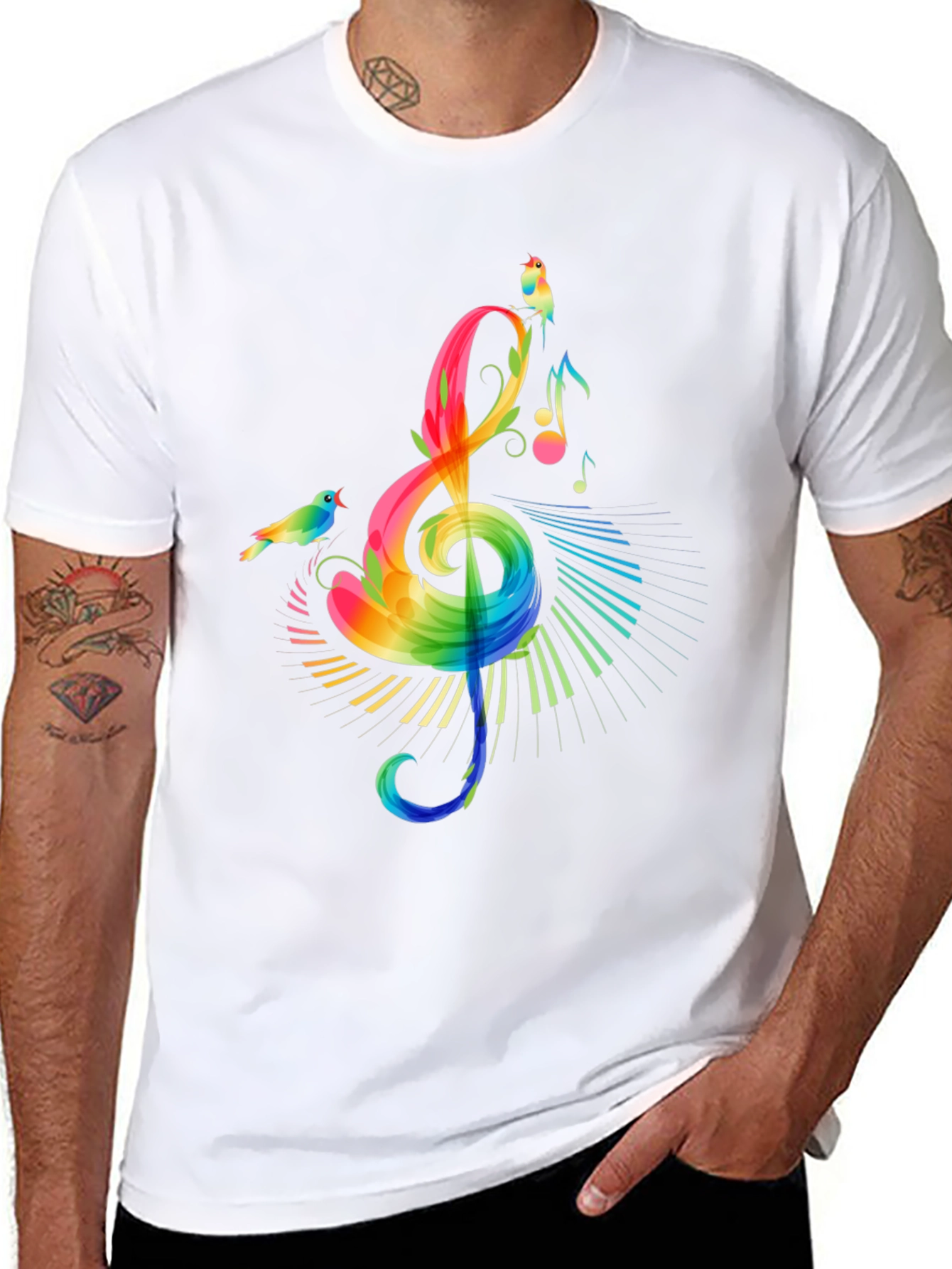 Rainbow Treble Clef Music T-Shirt