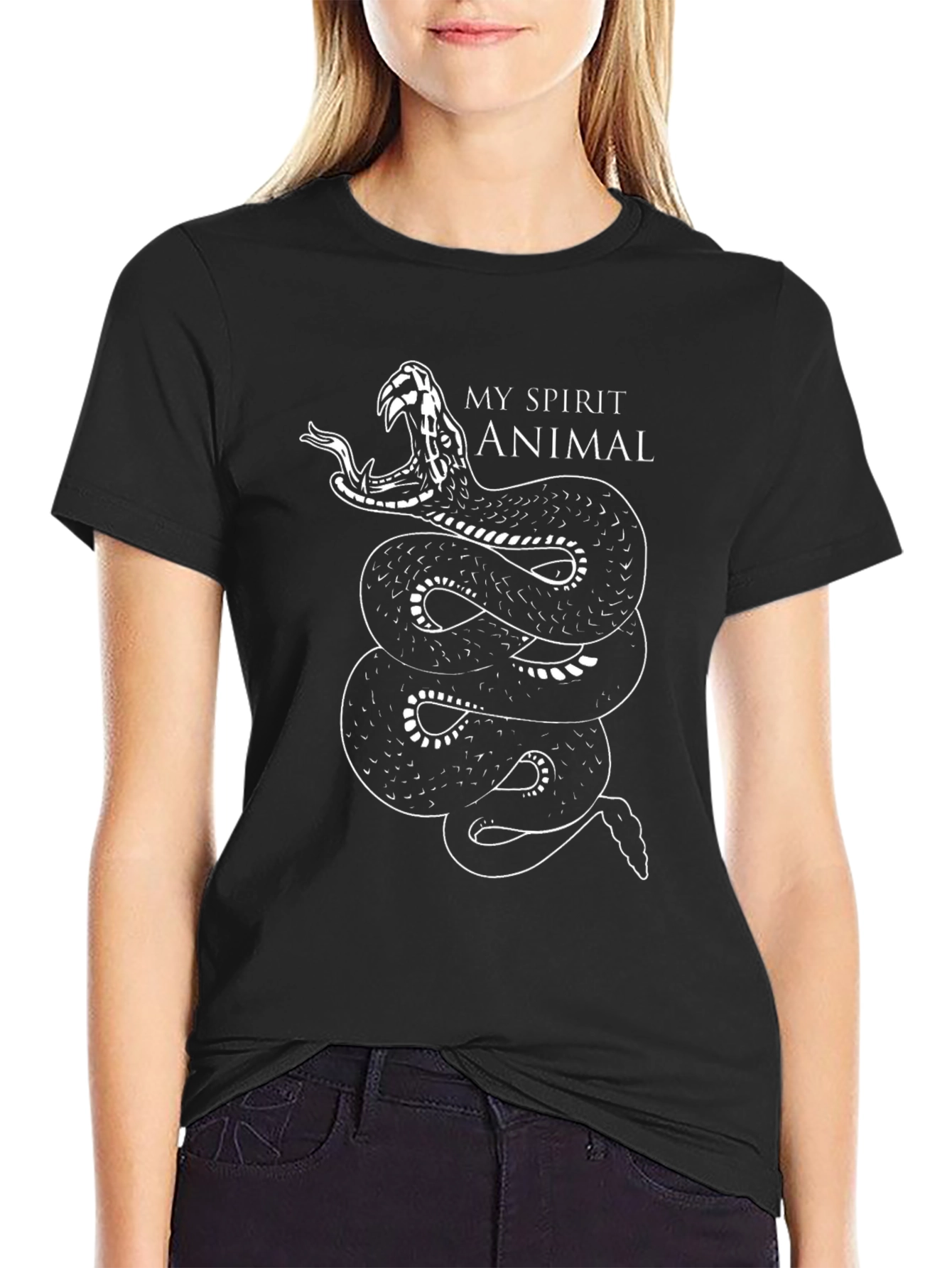 Mens Black Snake Spirit Animal T-Shirt