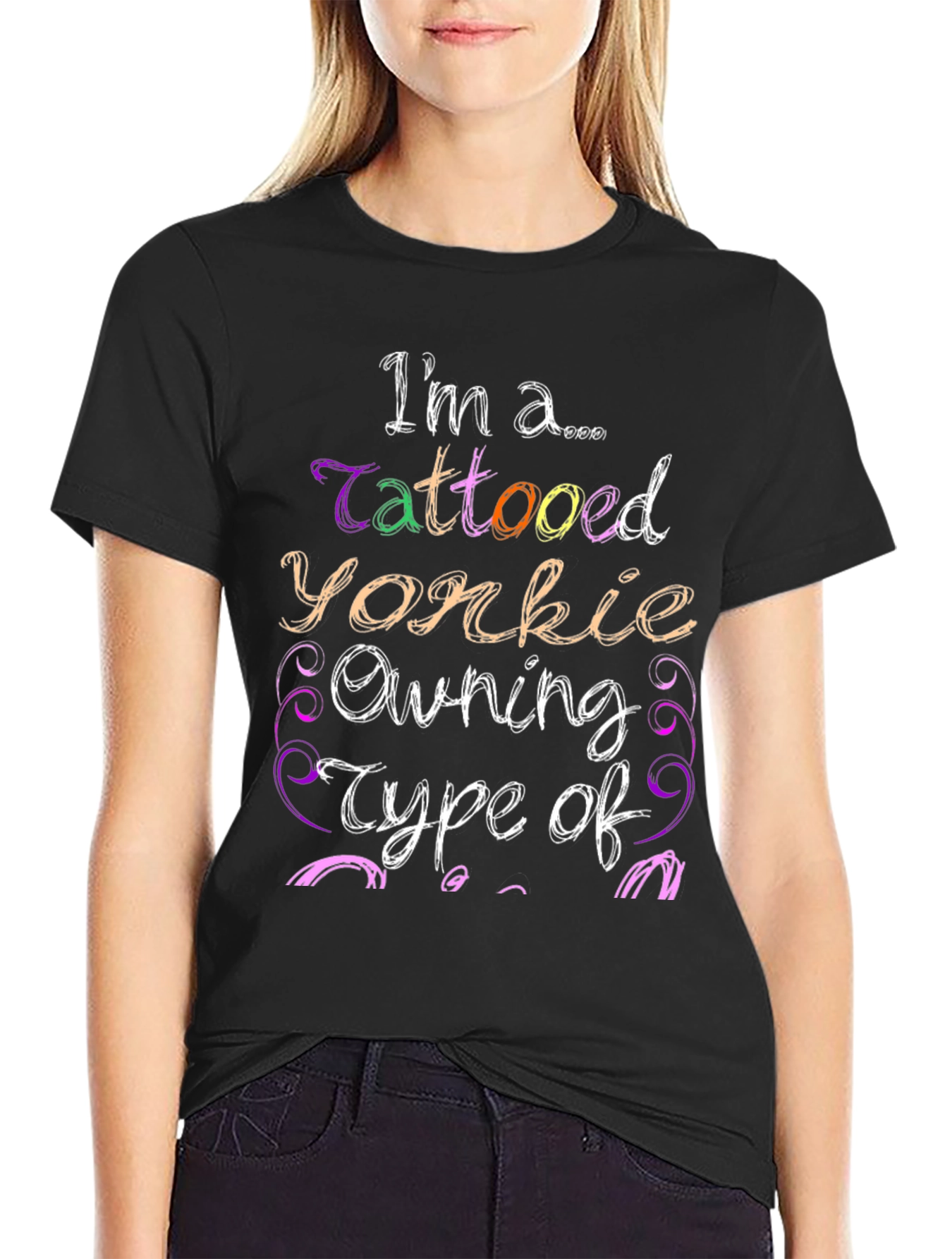 Tattooed Yorkie Owner Graphic T-Shirt - Black