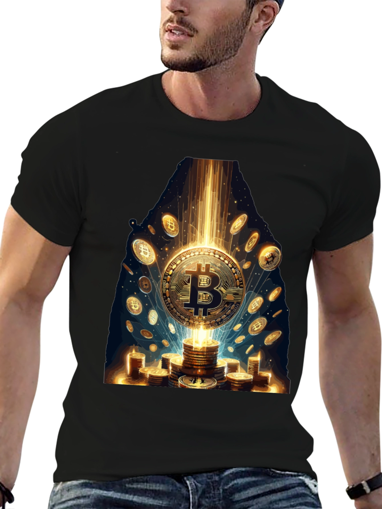 Bitcoin Gold Coin Graphic Tee Crypto Currency T-Shirt