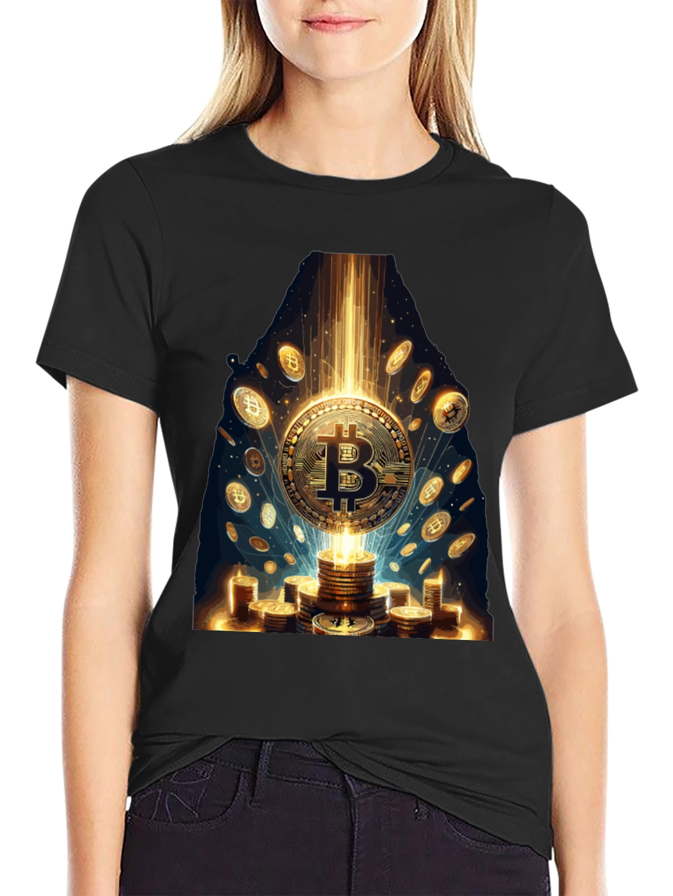 Bitcoin Gold Coin Graphic Tee Crypto Currency T-Shirt