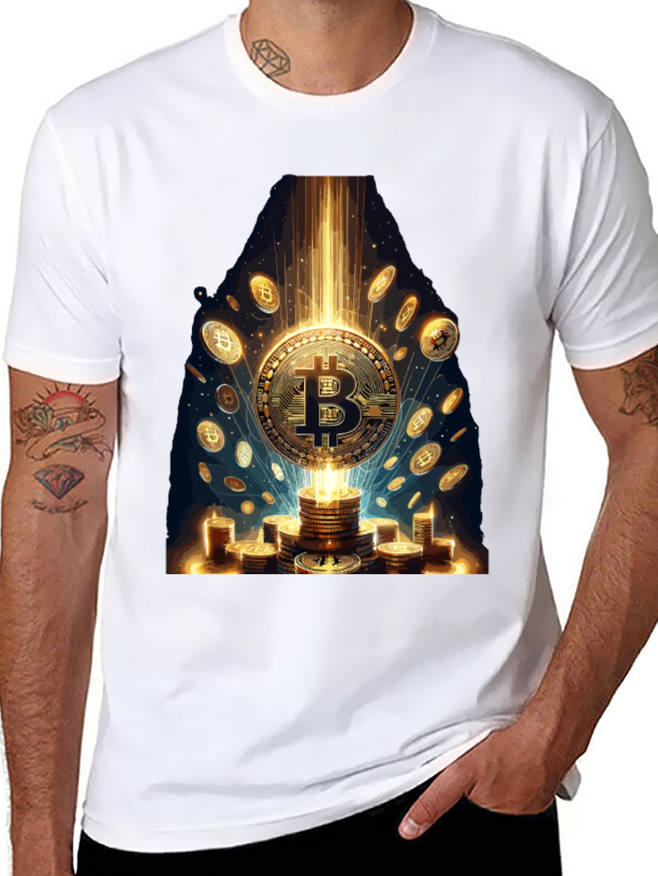 Bitcoin Gold Coin Graphic Tee Crypto Currency T-Shirt