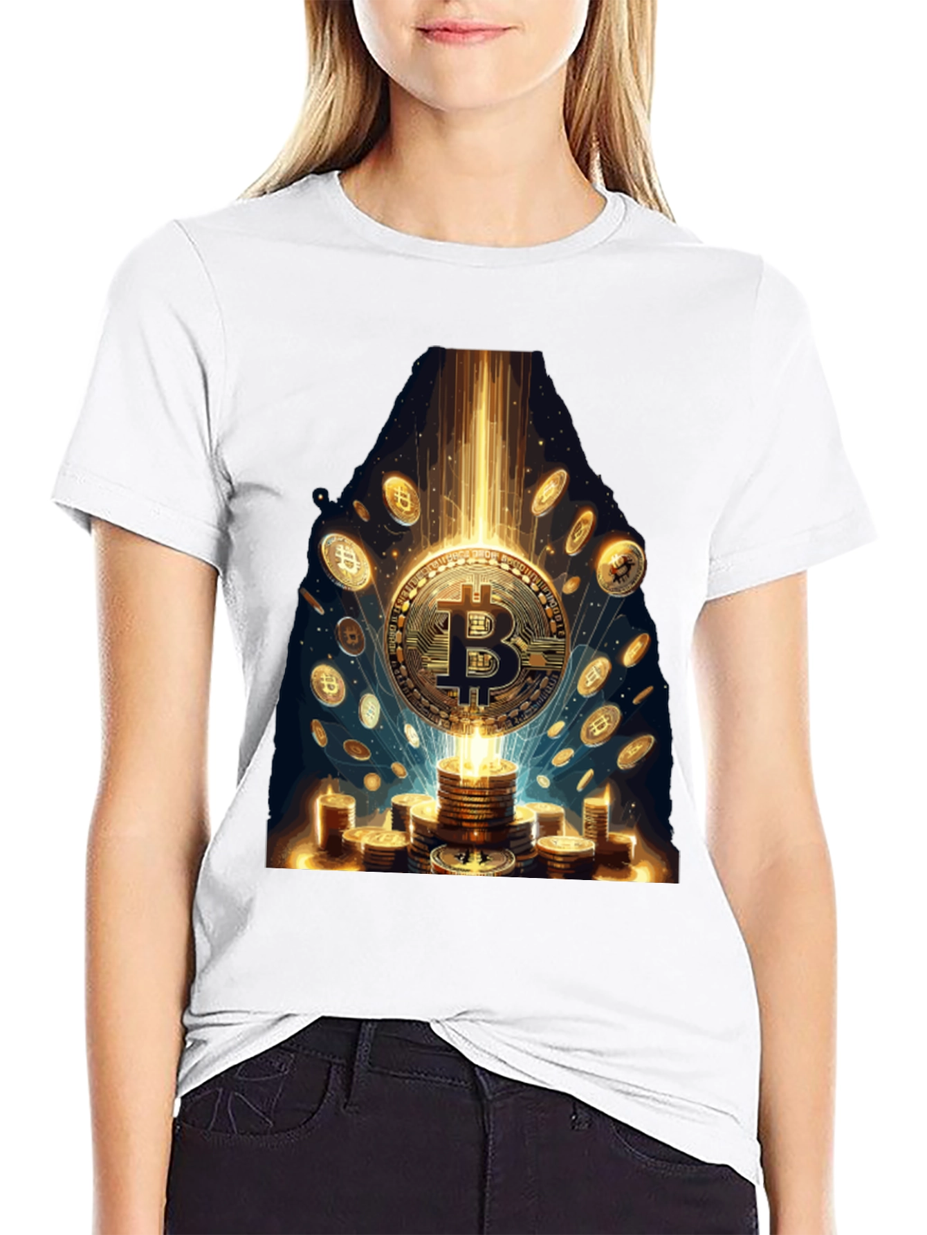 Bitcoin Gold Coin Graphic Tee Crypto Currency T-Shirt