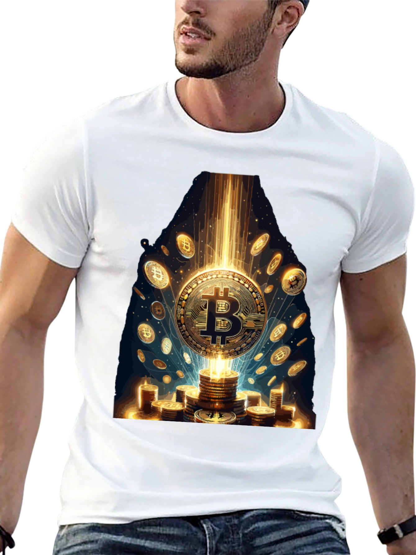 Bitcoin Gold Coin Graphic Tee Crypto Currency T-Shirt