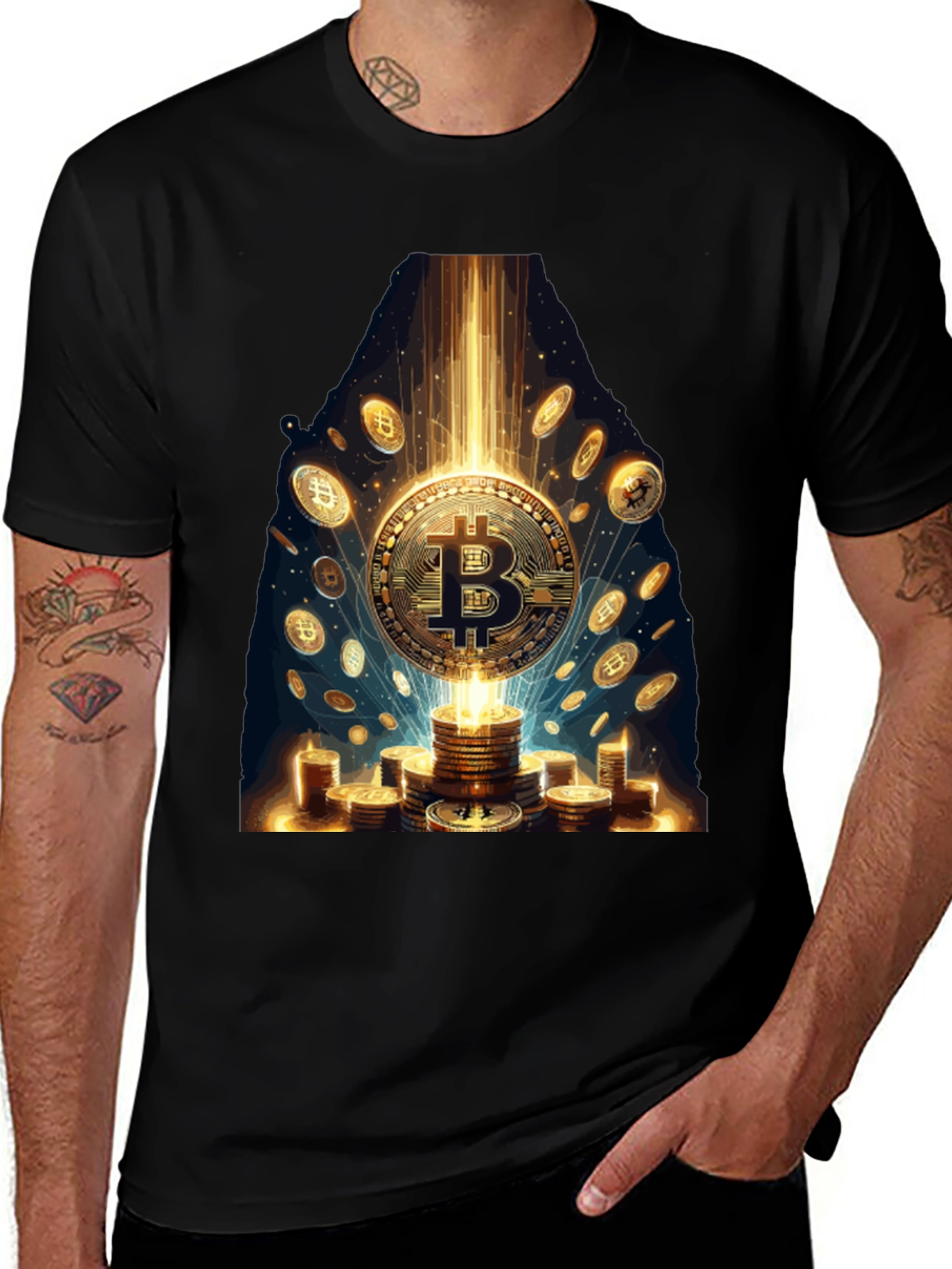 Bitcoin Gold Coin Graphic Tee Crypto Currency T-Shirt