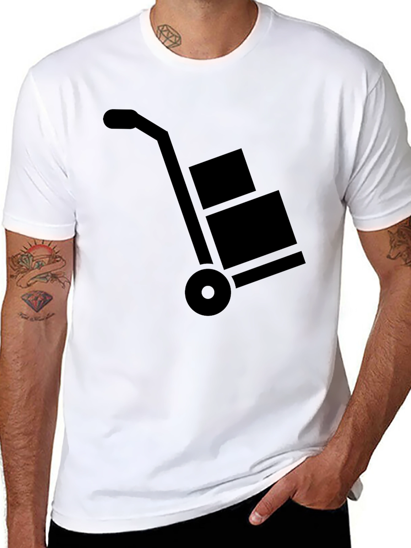 Moving Dolly Graphic Tee - Black Cotton T-Shirt