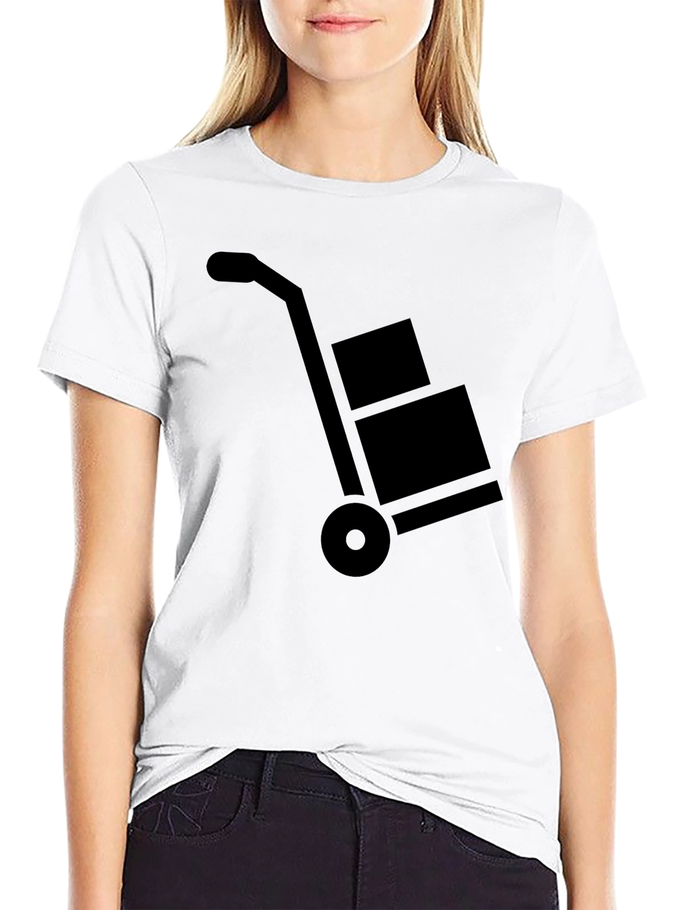 Moving Dolly Graphic Tee - Black Cotton T-Shirt