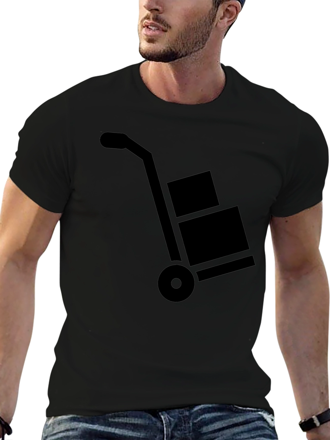 Moving Dolly Graphic Tee - Black Cotton T-Shirt