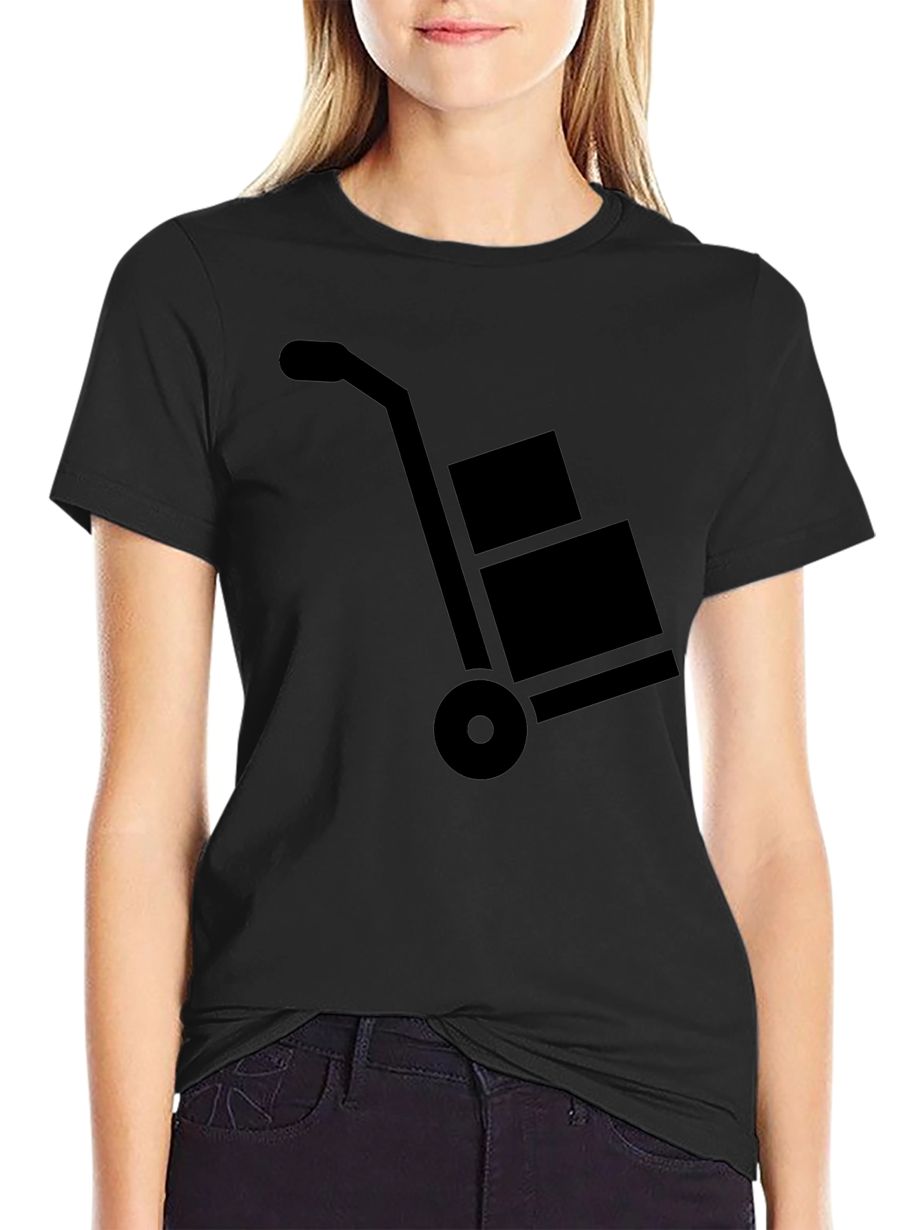 Moving Dolly Graphic Tee - Black Cotton T-Shirt