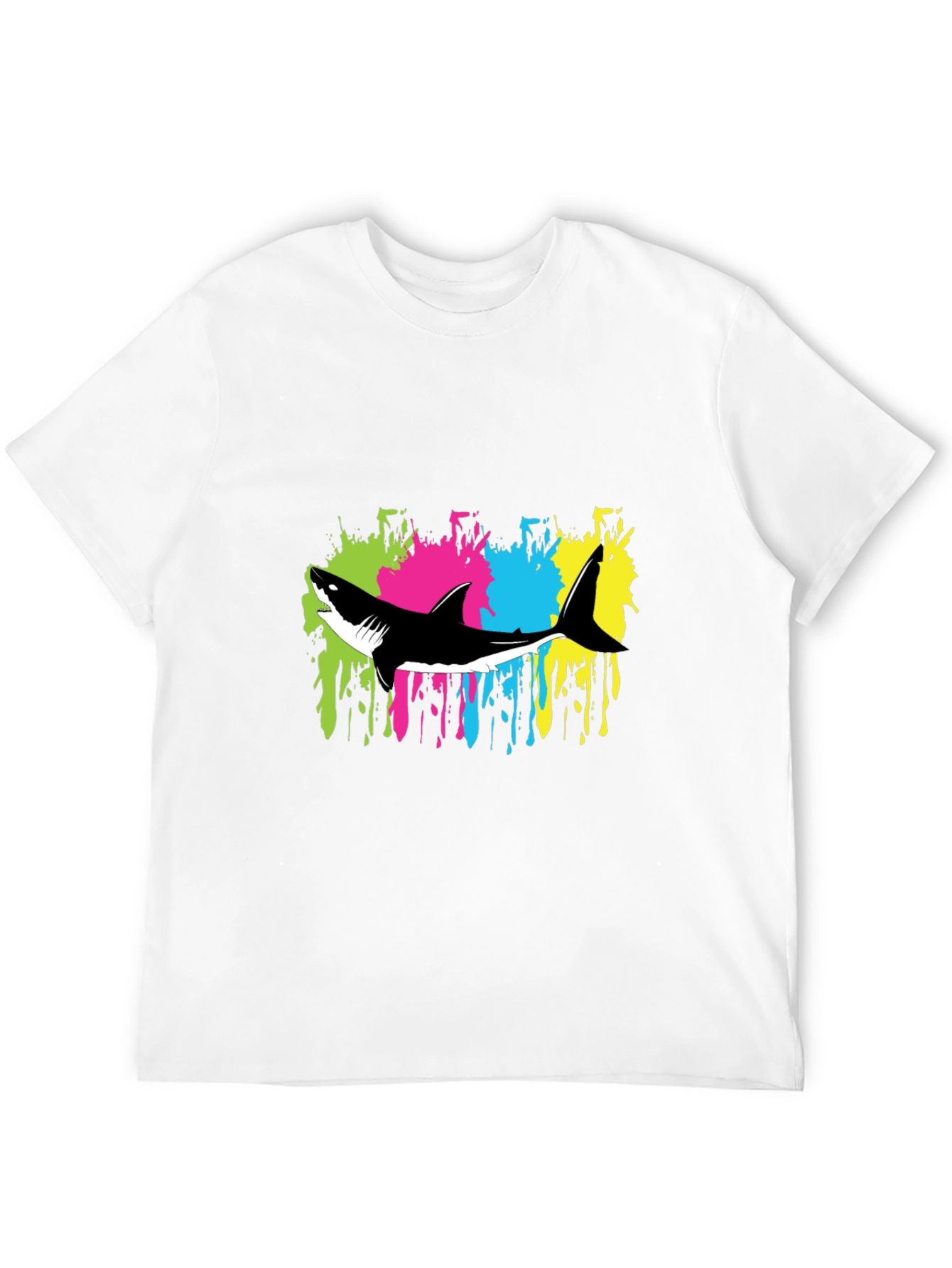 Shark Splash Graphic Tee - Trendy Mens Black T-Shirt