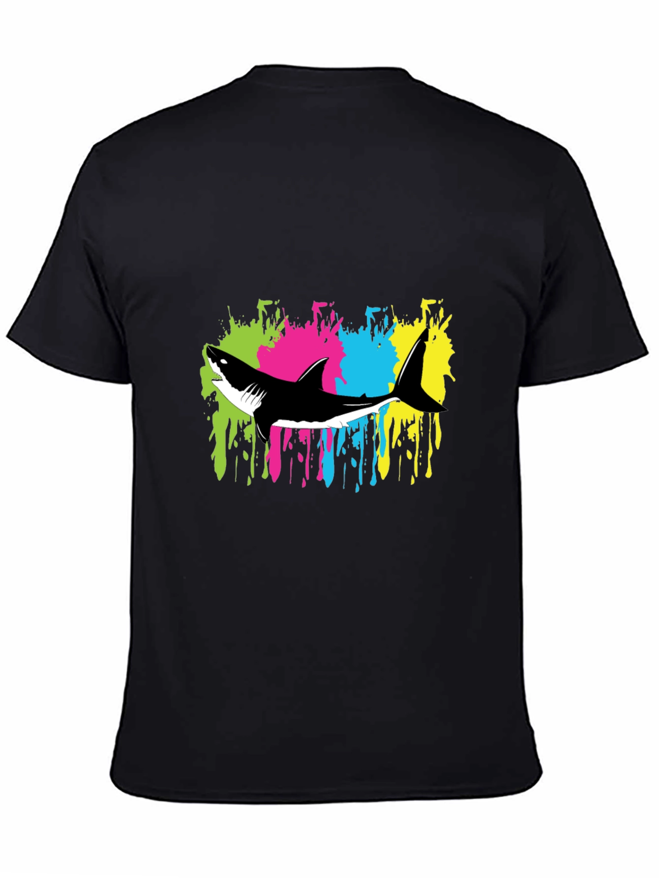 Shark Splash Graphic Tee - Trendy Mens Black T-Shirt