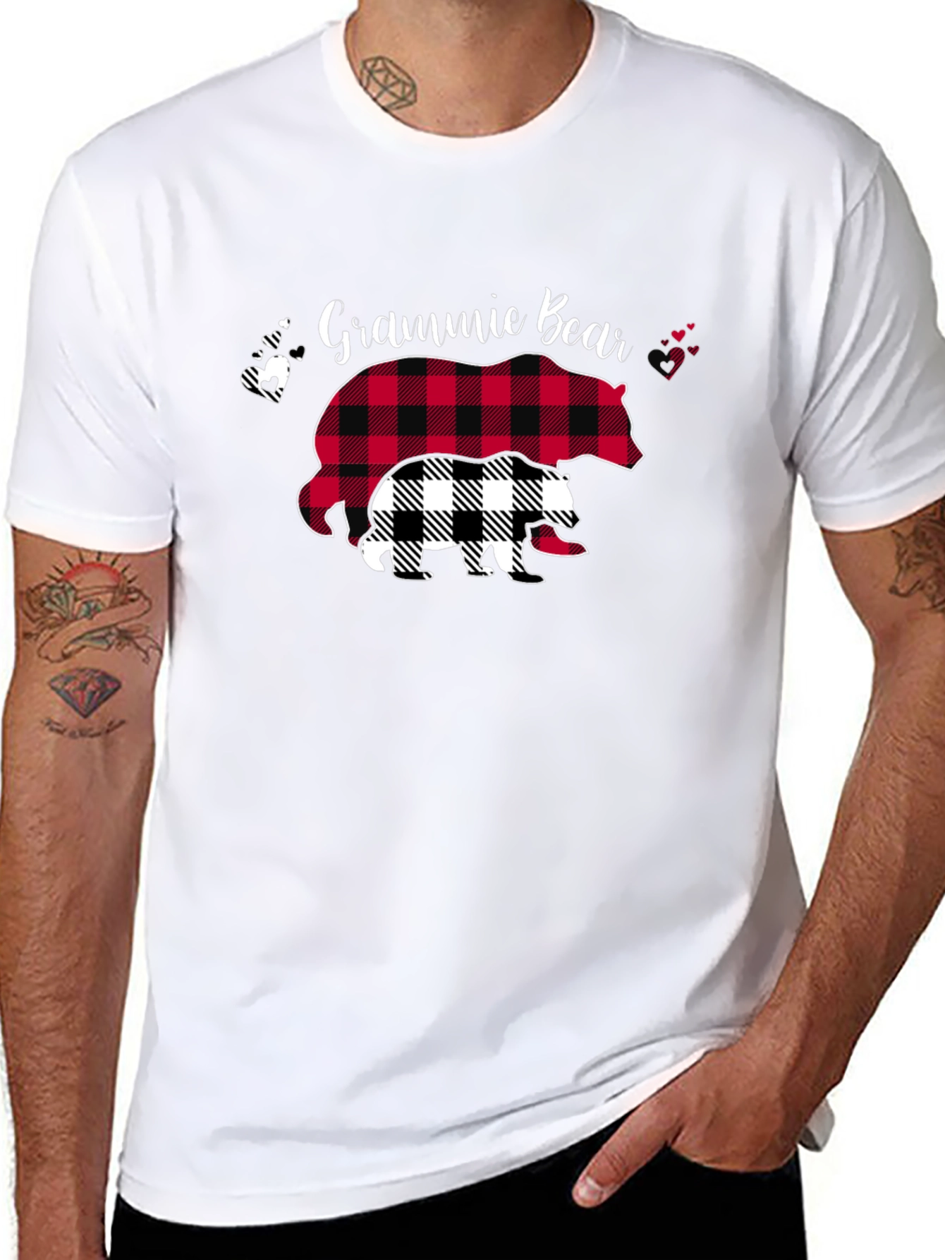 Grammie Bear Buffalo Plaid T-Shirt