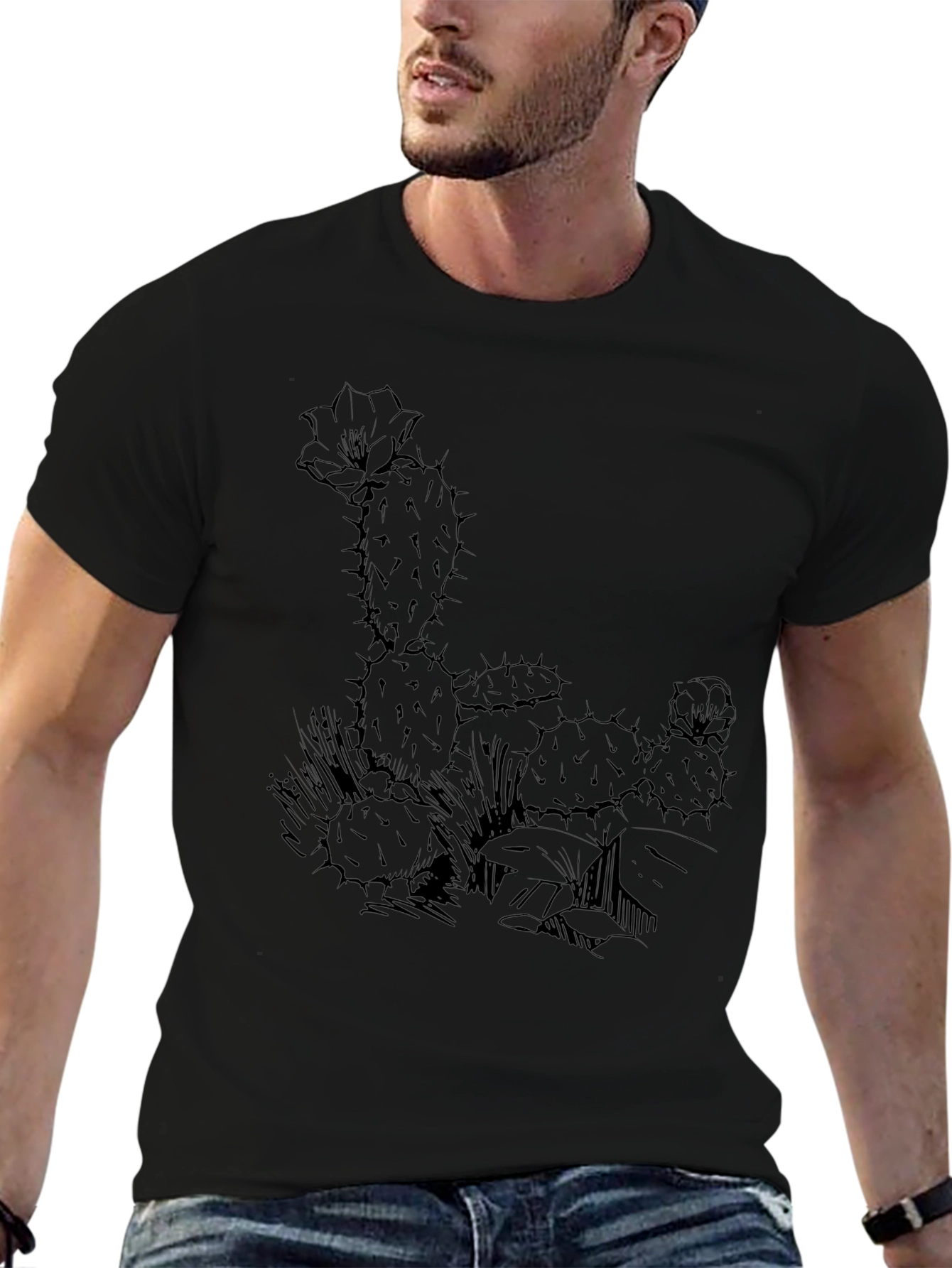 Cactus Graphic Tee - Desert Style Black T-Shirt