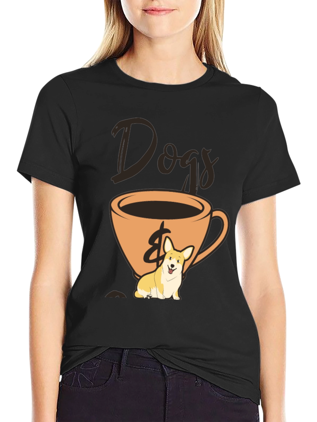 Dogs & Coffee Graphic Tee - Black