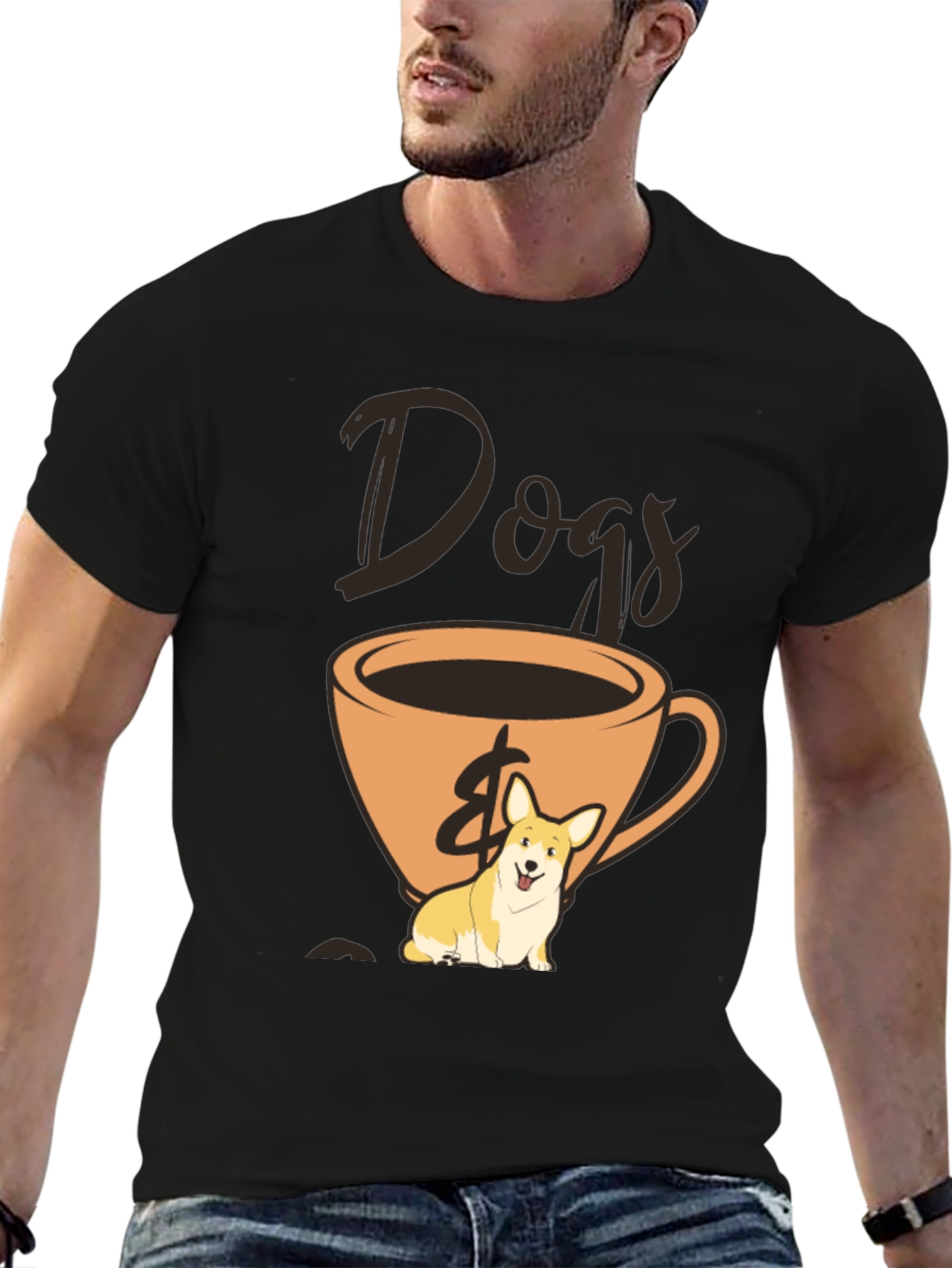 Dogs & Coffee Graphic Tee - Black