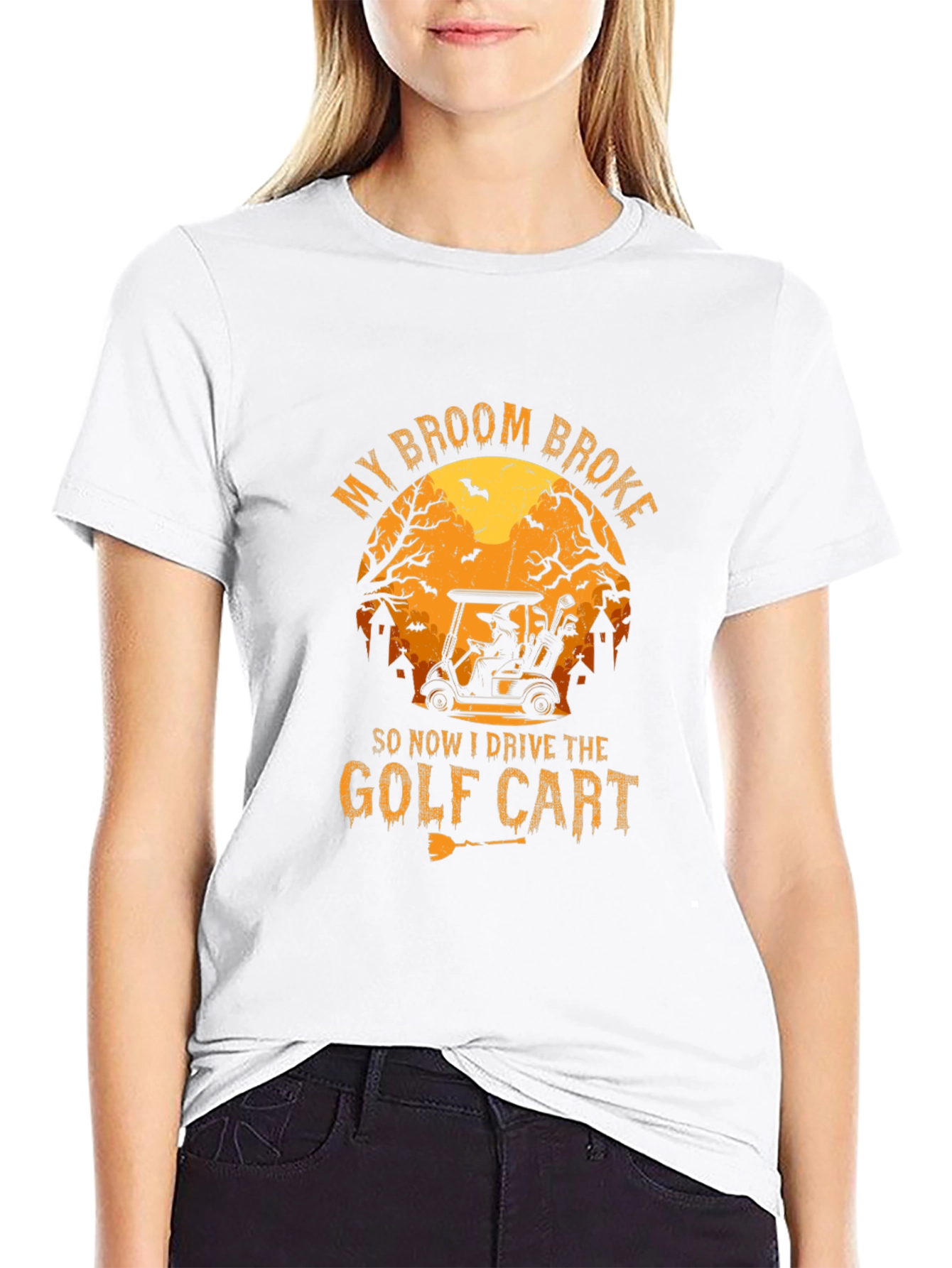 Halloween Golf Cart T-Shirt - My Broom Broke!