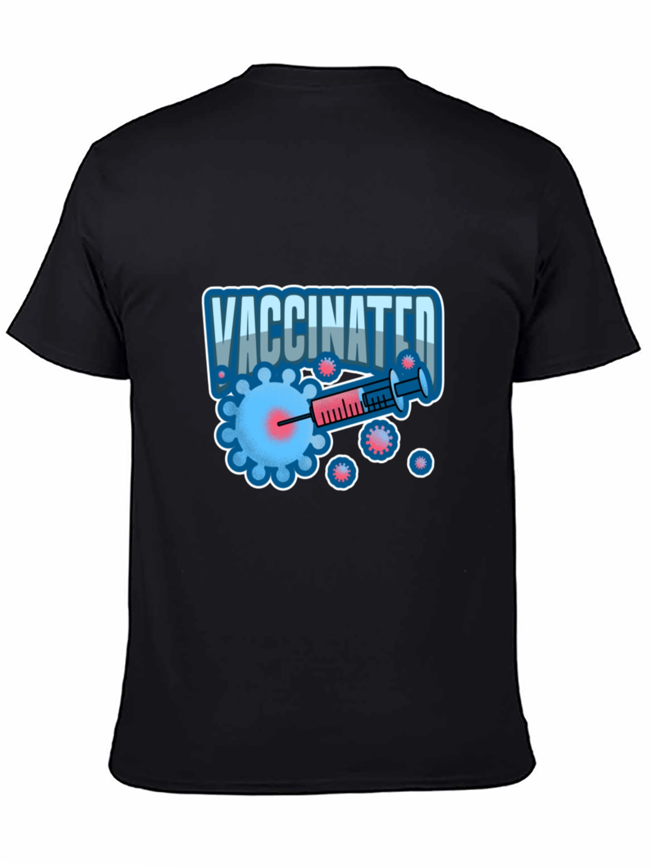 Vaccinated Graphic T-Shirt - Black Crew Neck
