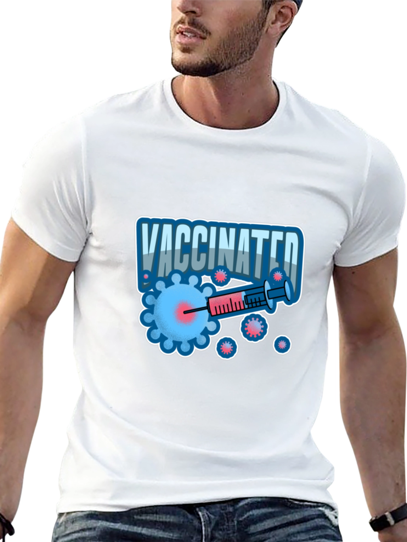Vaccinated Graphic T-Shirt - Black Crew Neck