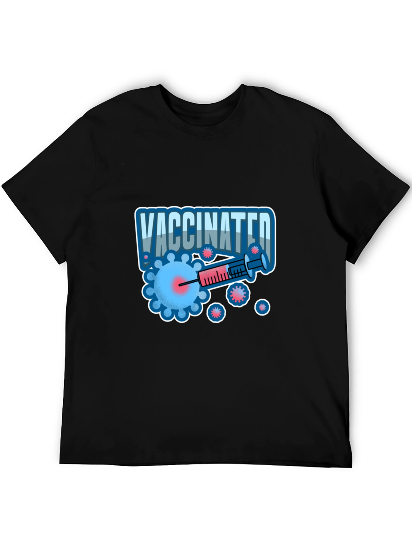 Vaccinated Graphic T-Shirt - Black Crew Neck