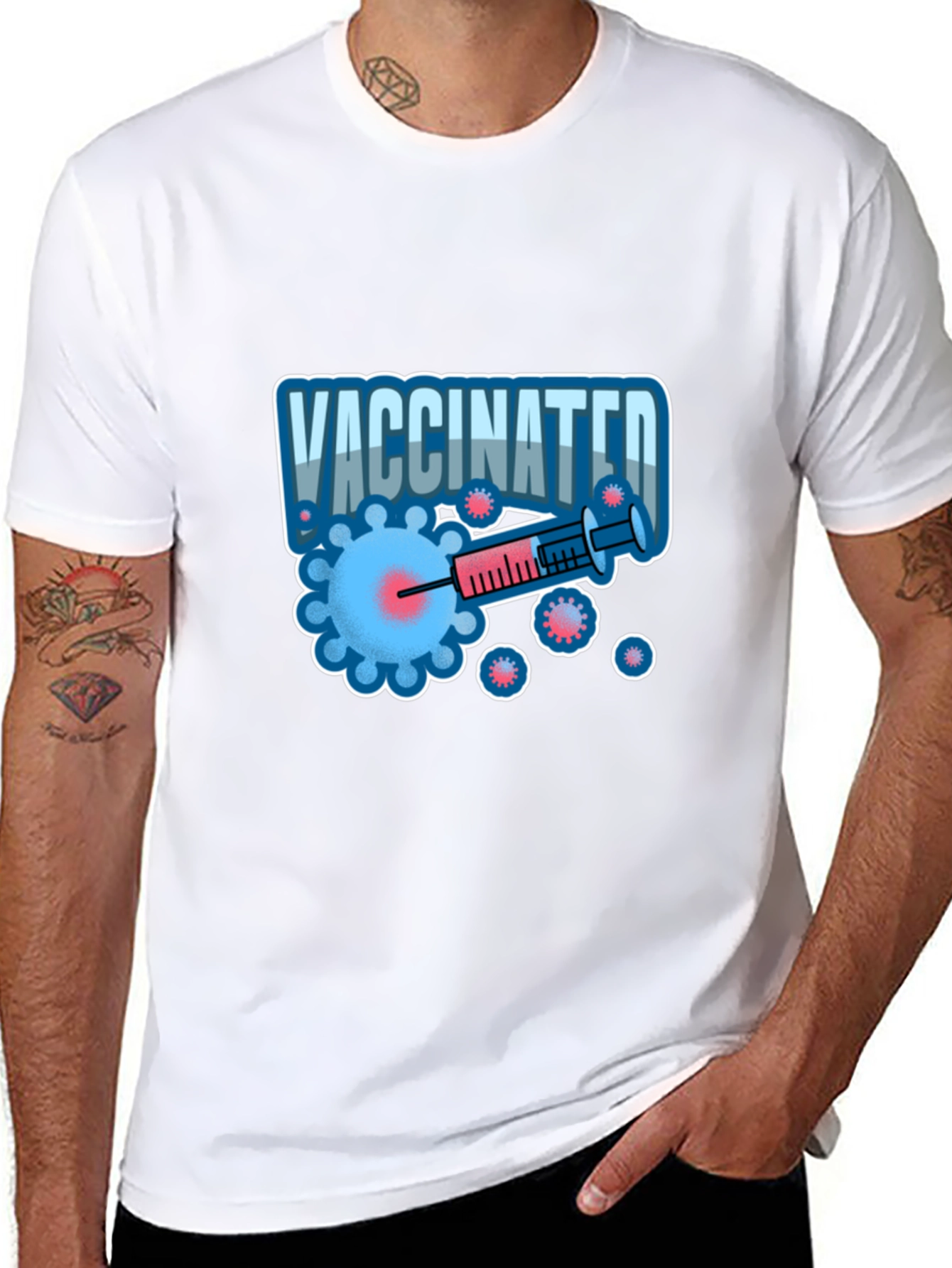 Vaccinated Graphic T-Shirt - Black Crew Neck
