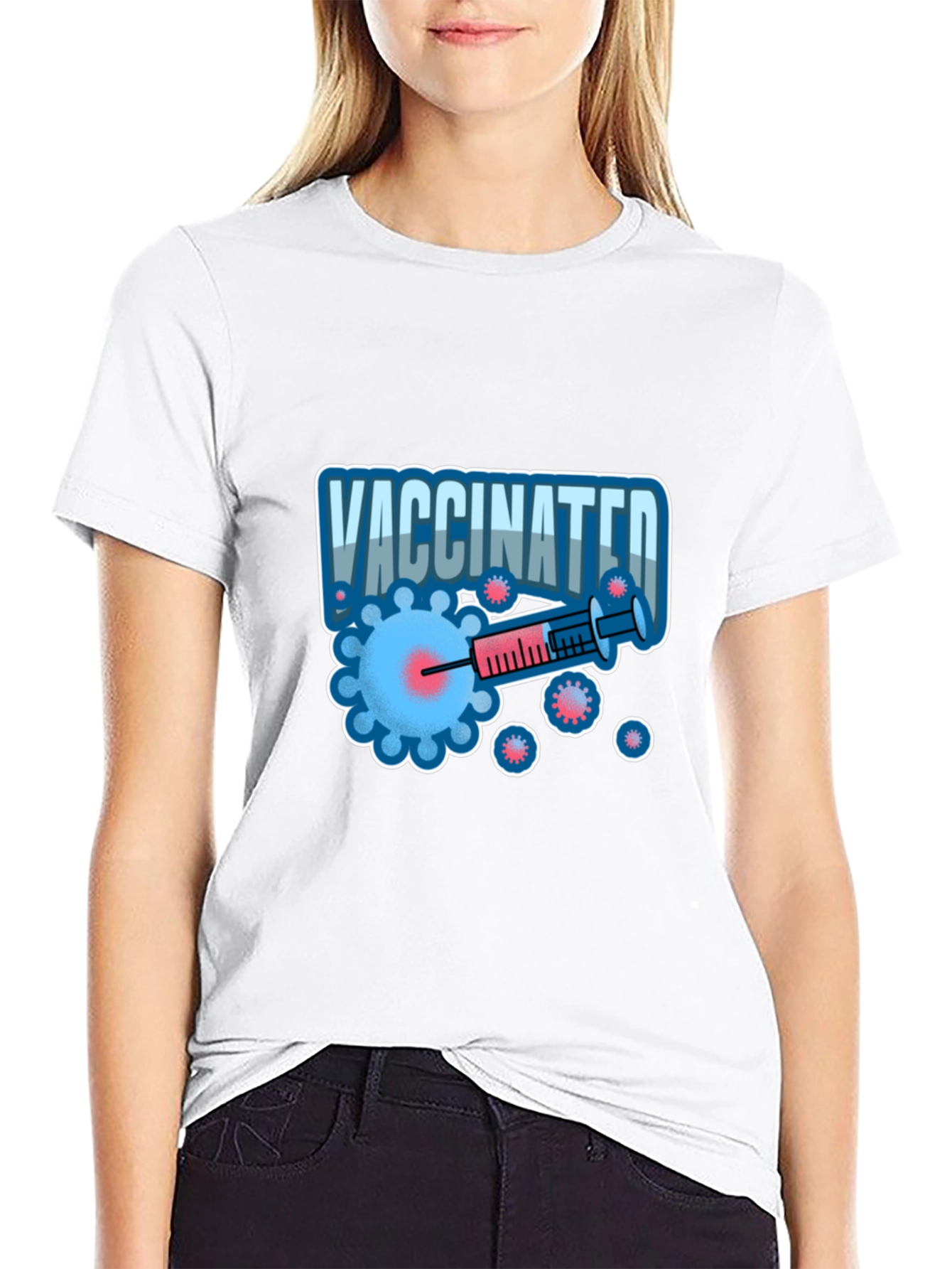 Vaccinated Graphic T-Shirt - Black Crew Neck