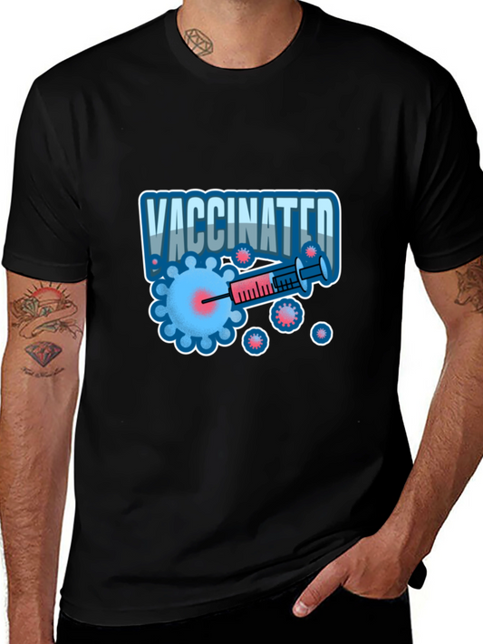 Vaccinated Graphic T-Shirt - Black Crew Neck